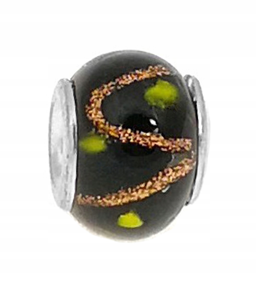 

Zawieszka beads czarny z brokatowym paskiem