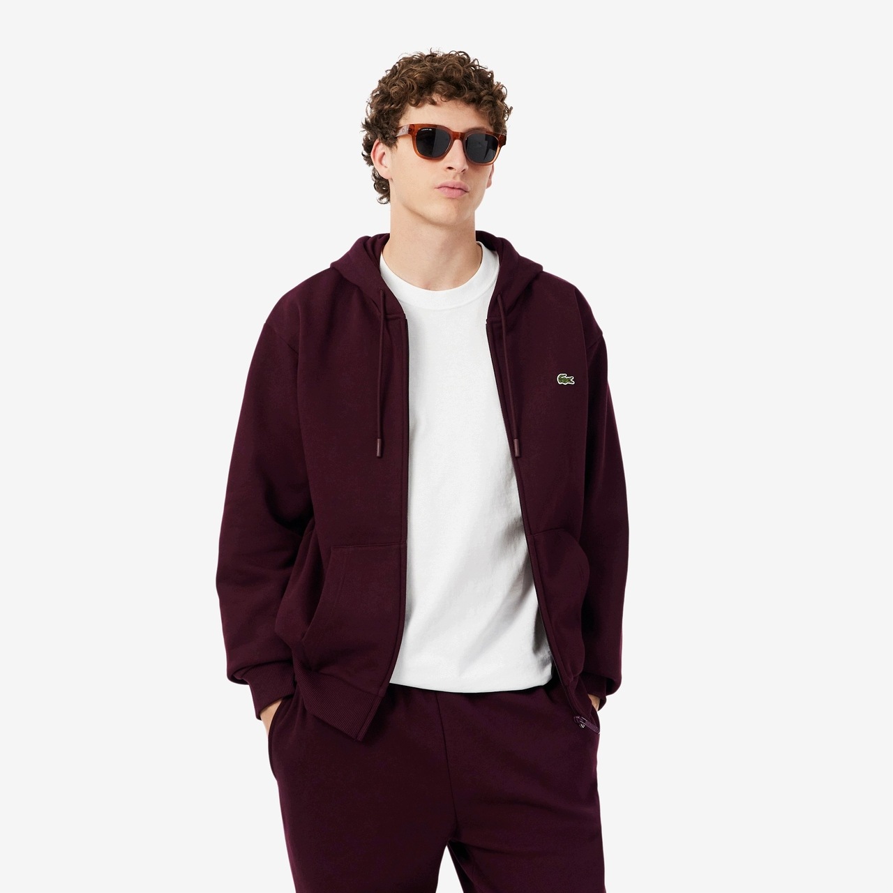 Lacoste Rozepínací mikina Pánská mikina Zip Up Hoodie Marron L