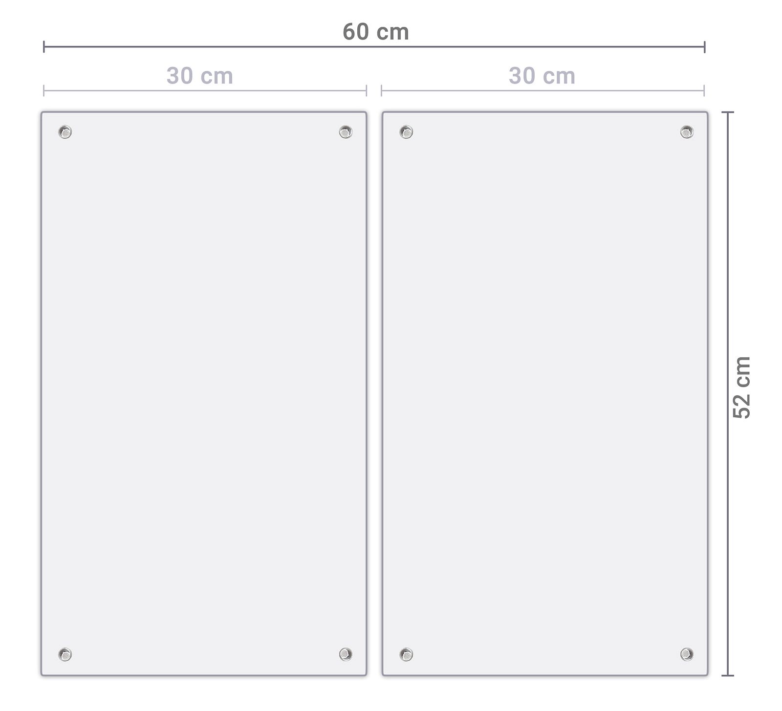 Skleněná ochranná deska na stěnu Beton 2x30x52 cm (sada 2 ks)