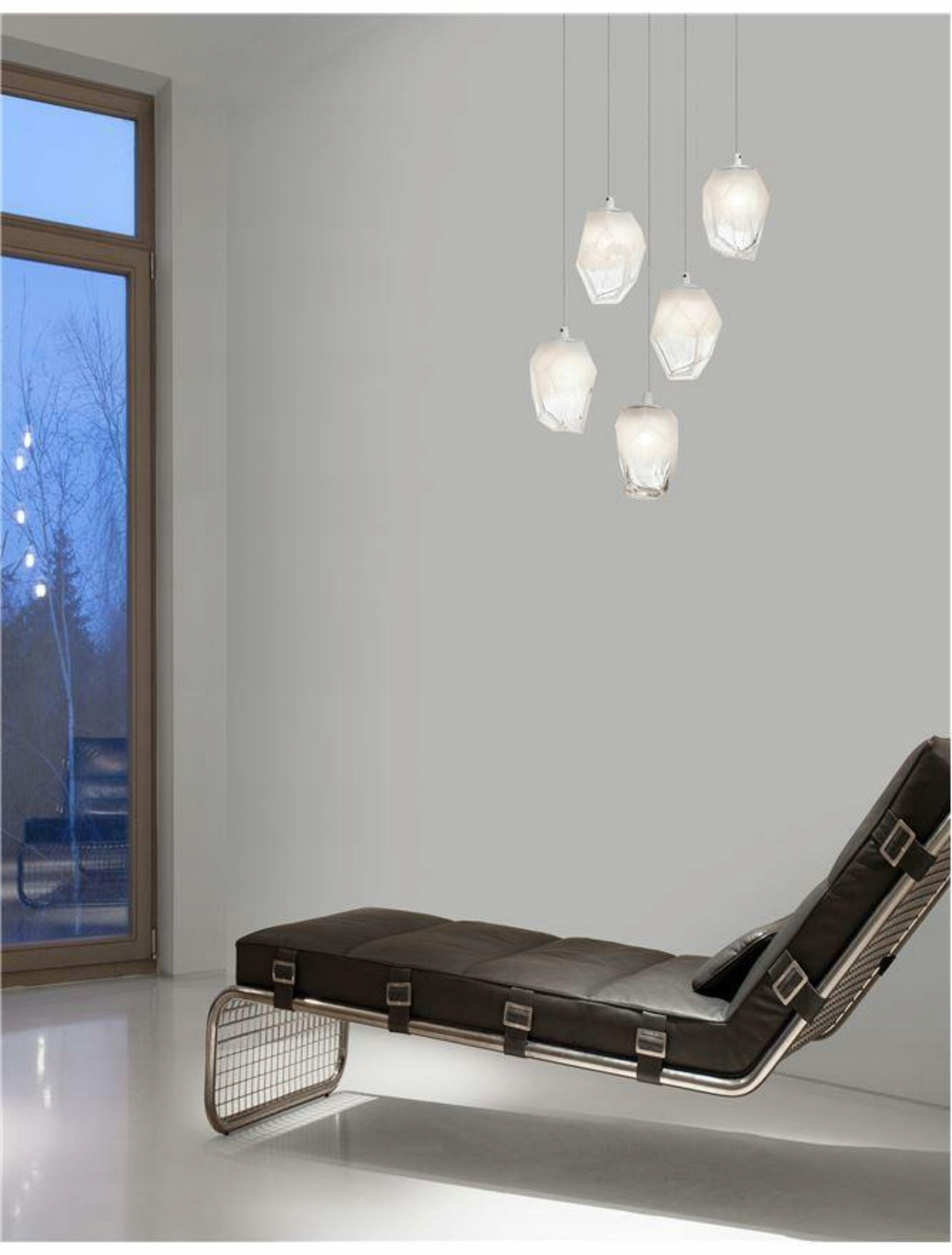 Nova Luce závesné svietidlo Ice biele sklo s prechodmi a biely kov G9 5x5W 230V