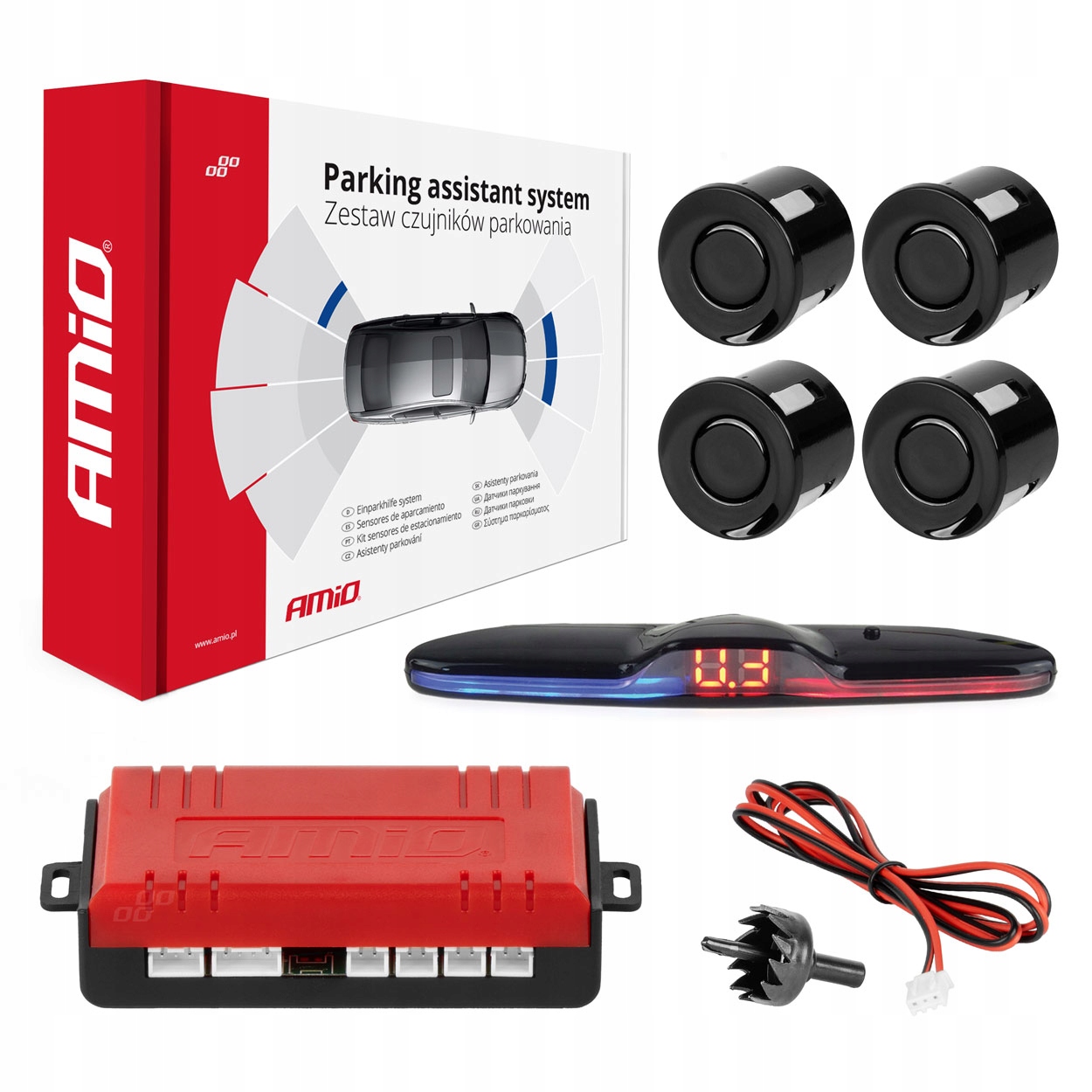 CZUJNIKI PARKOWANIA COFANIA 4 SZT MAX LED CZARNE