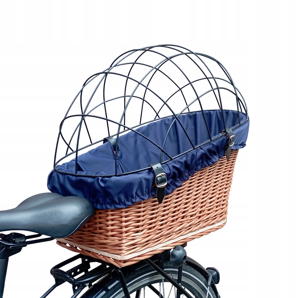 Kosz wiklinowy na rower z wkładem i poduszką Koszyk na Bagażnik dla Psa