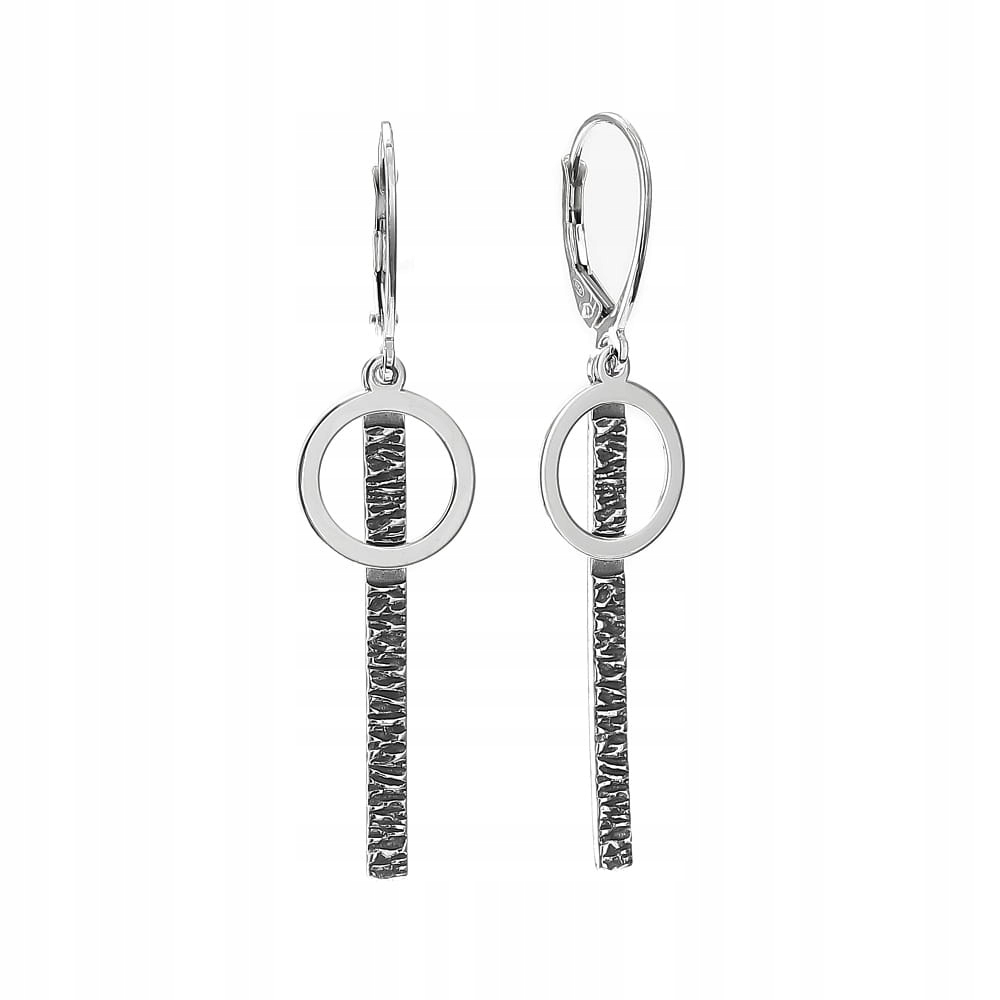 

Srebrne kolczyki oksydowane wiszące z kółkiem