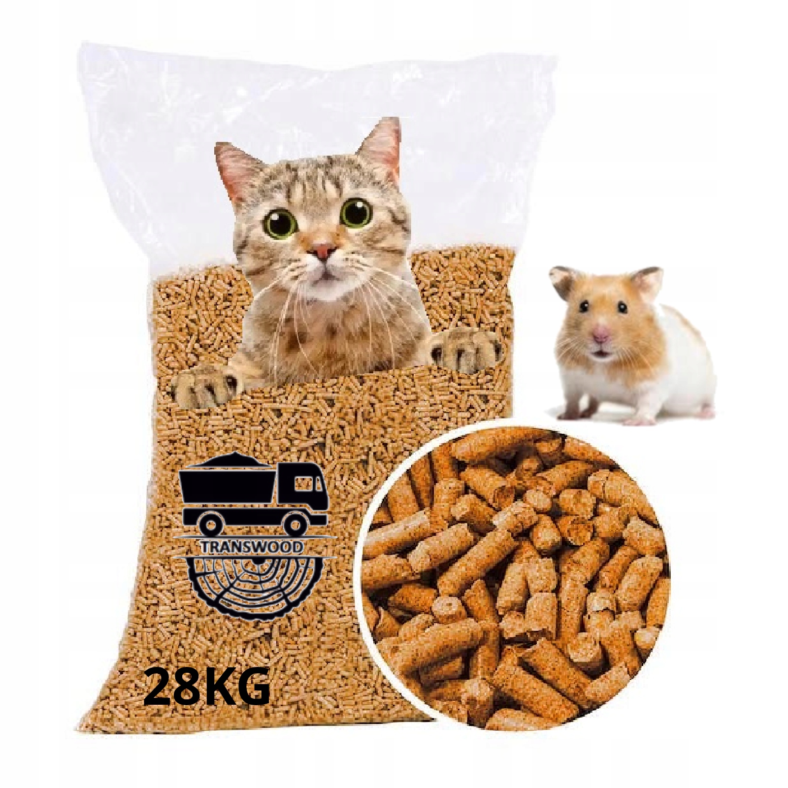 Dřevěná peletová Stelivo Pro Kočky a králíky 28 kg lehká, Transwood