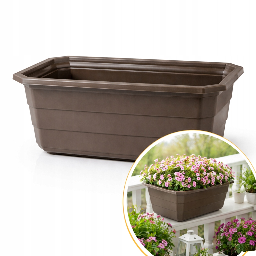 Skrzynka balkonowa 30 cm doniczka na kwiaty zioła brązowy ciemny
