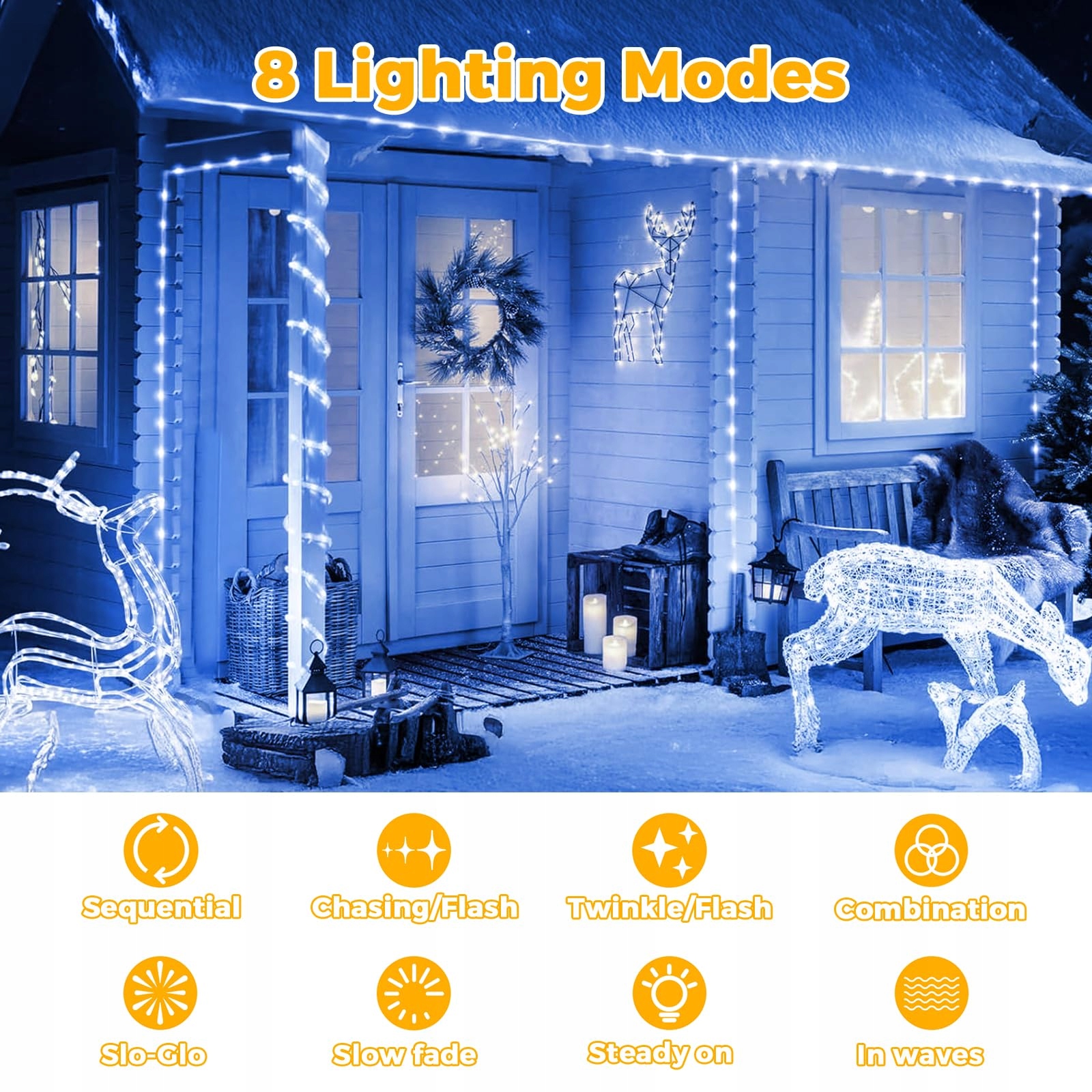 Girlanda Solarna LED Wąż Świetlny Zewnętrzna Wodoodporna 10M 100 LED AOFONC — miniatura 5