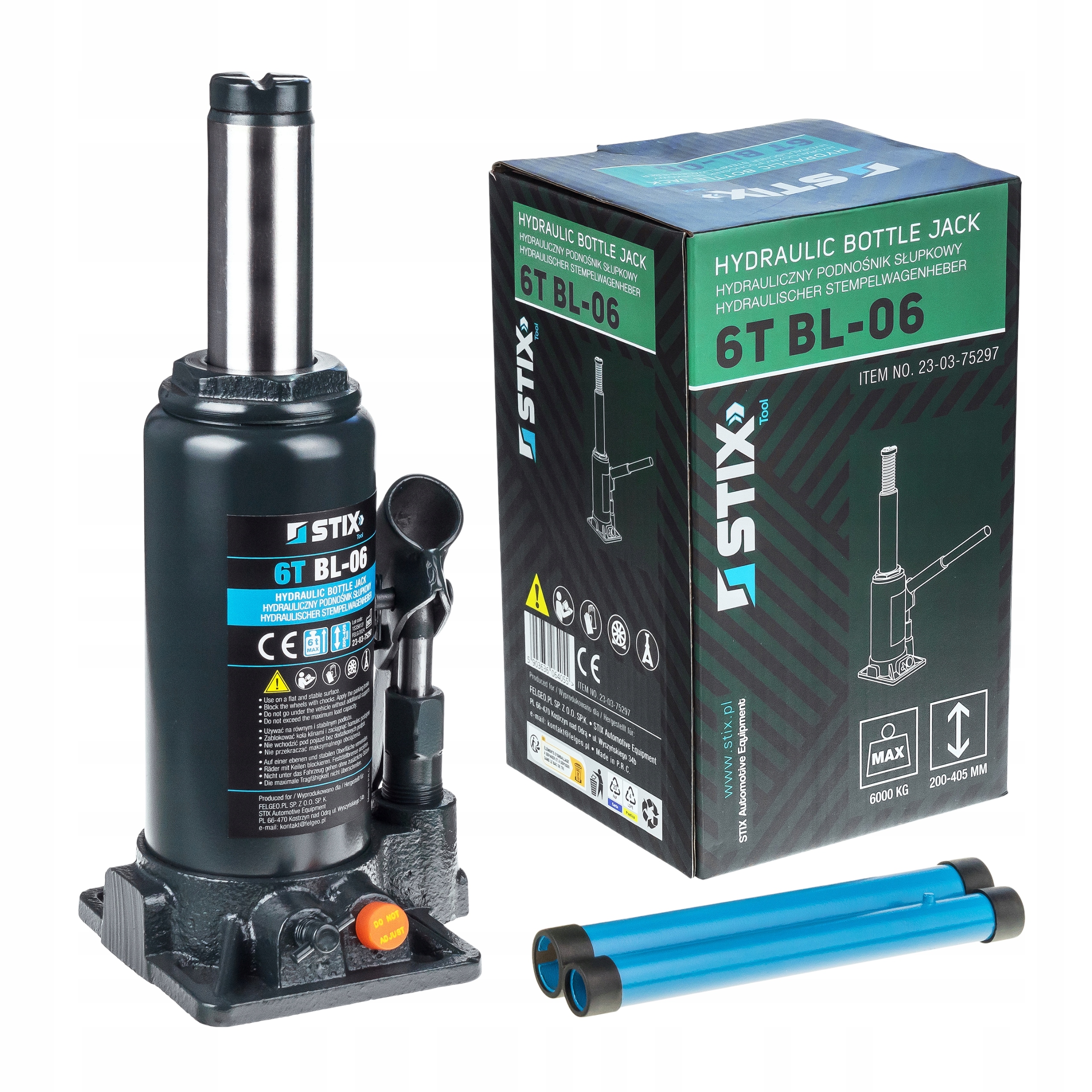 Podnośnik Hydrauliczny 6T 200-405mm BL-06 Butelkowy Słupkowy Lewarek Stix