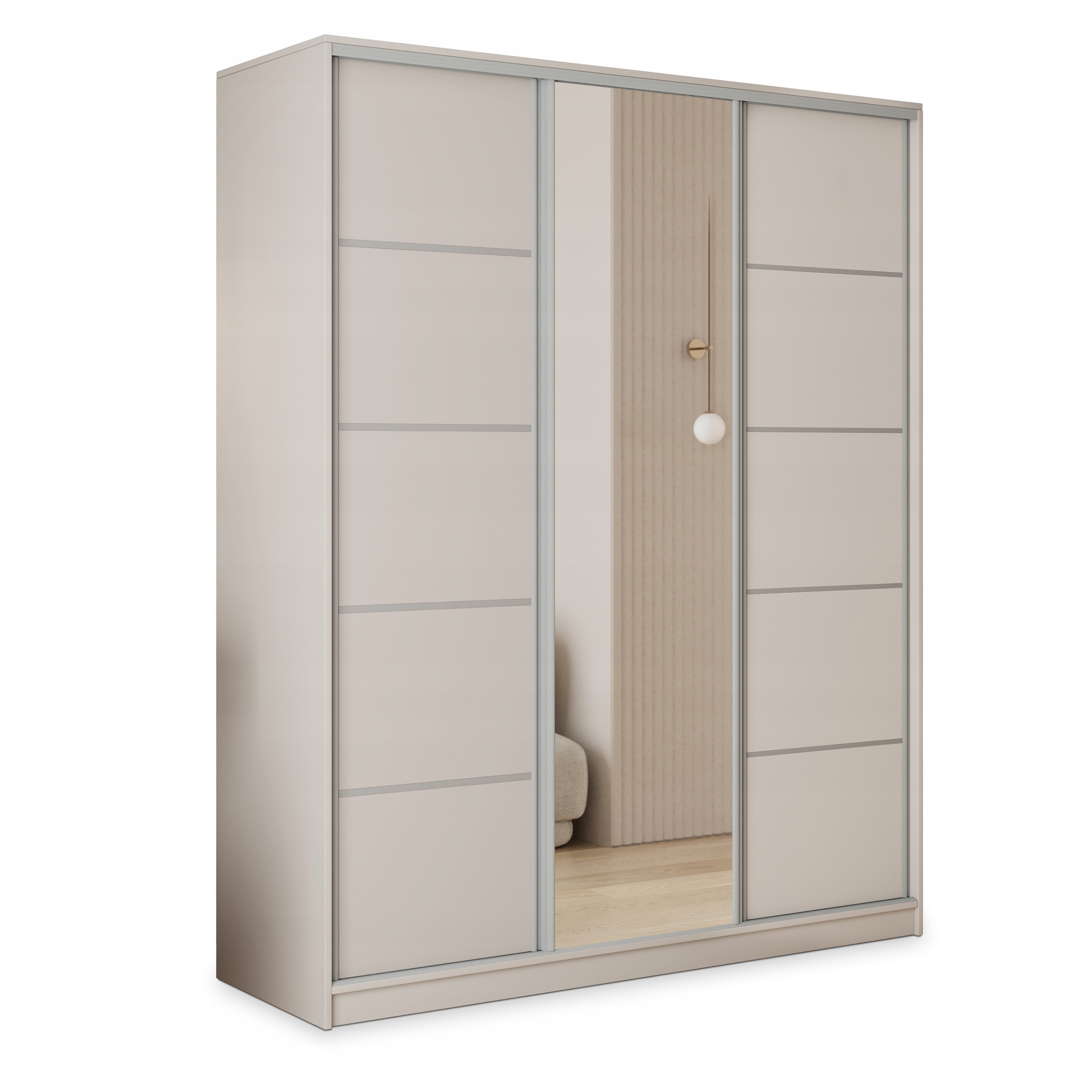Skříň 150 cm se zrcadlem Třídveřová zásuvka Kašmír