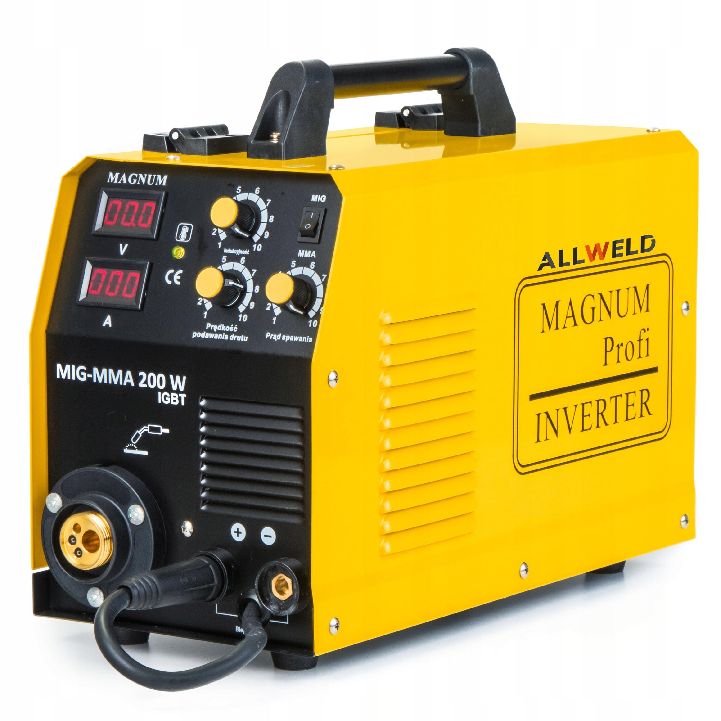 PÓŁAUTOMAT SPAWALNICZY SPAWARKA MIGOMAT MAGNUM MIG 200W MMA IGBT ALUMINIUM Stan opakowania oryginalne