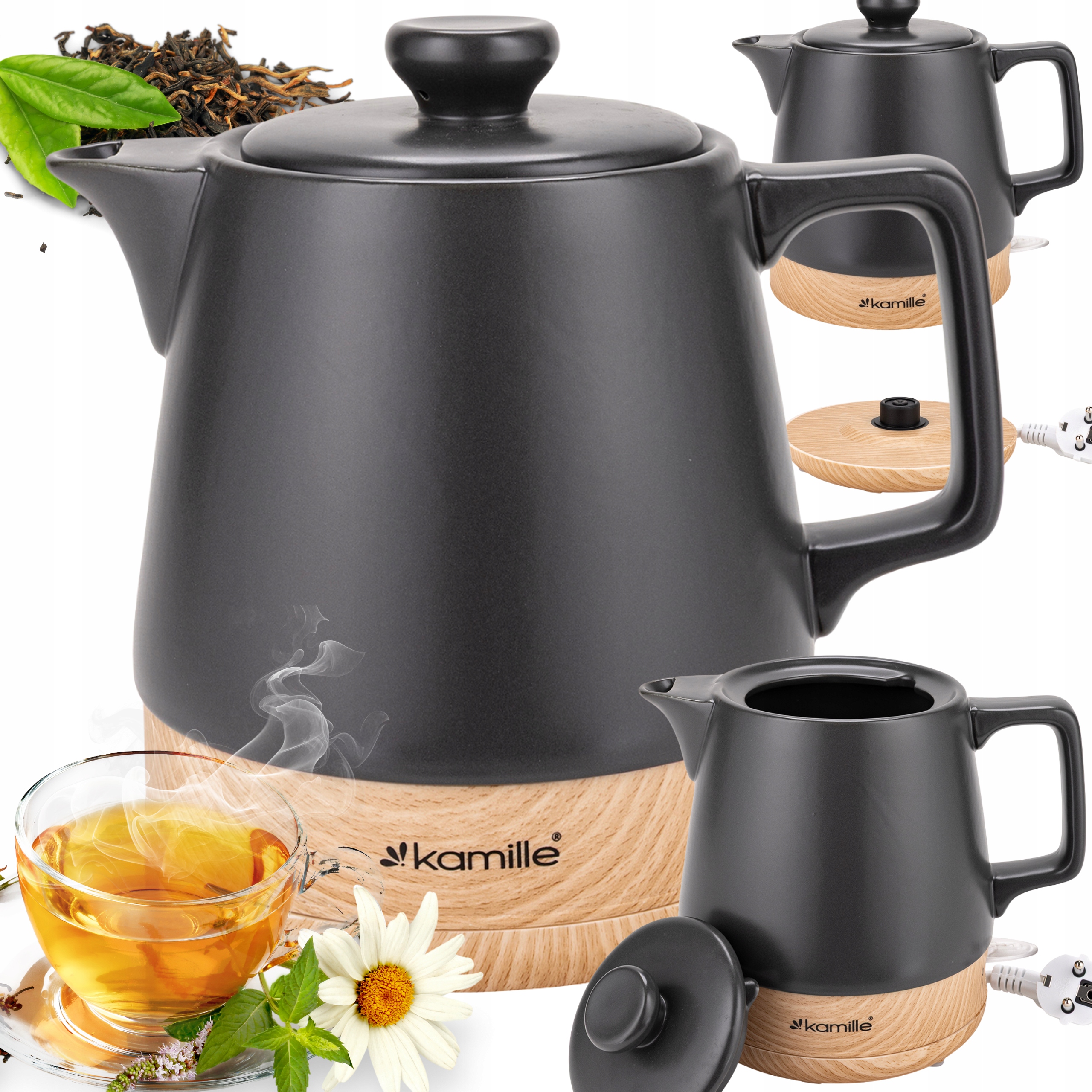 Czajnik Elektryczny Bezprzewodowy ceramiczny 1200W 1L czarny