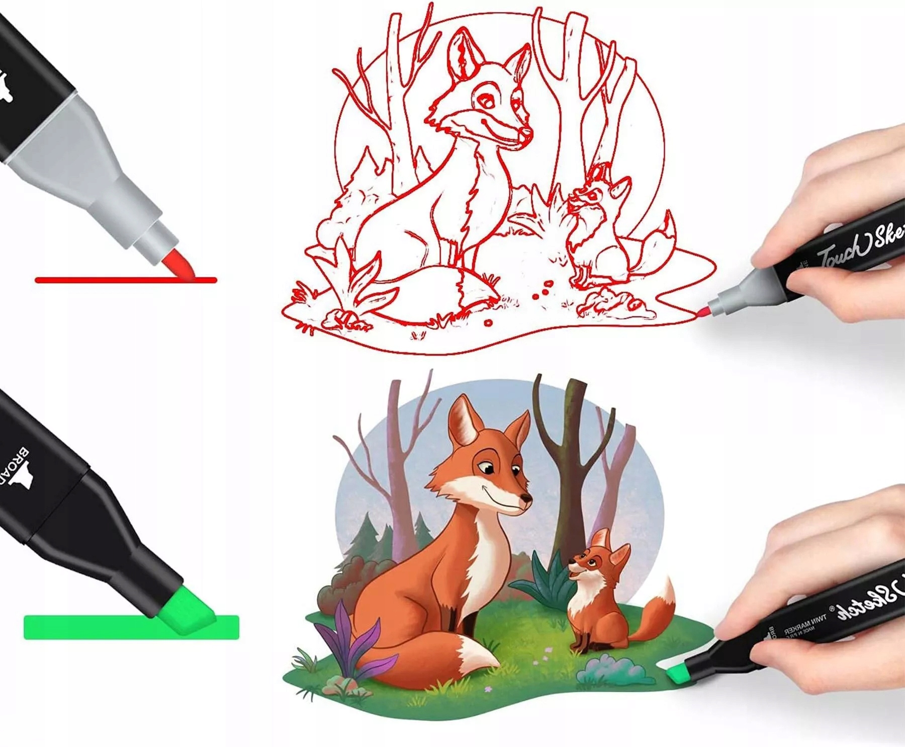 ZESTAW FLAMASTRÓW DWUSTRONNYCH W ETUI 80szt MARKER Marka inna