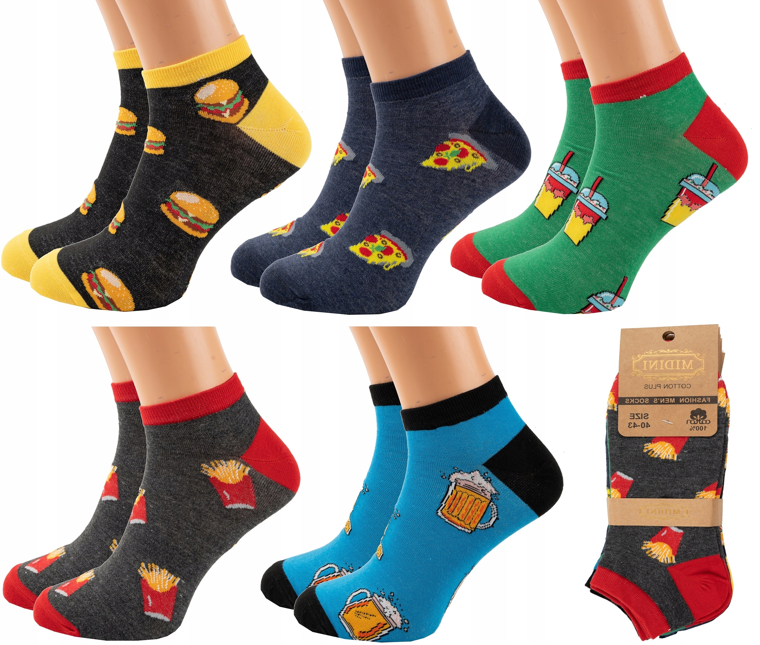 

5 Par Męskie Stopki Bawełniane skarpety Kolorowe