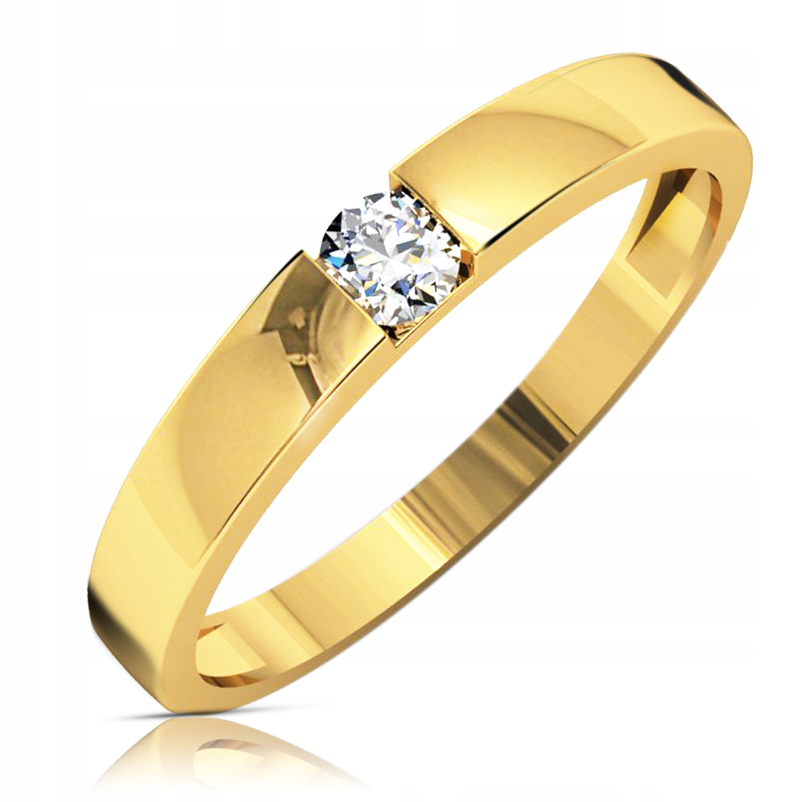 

Złoty Pierścionek Zaręczynowy 333 8K Cyrkonia r22