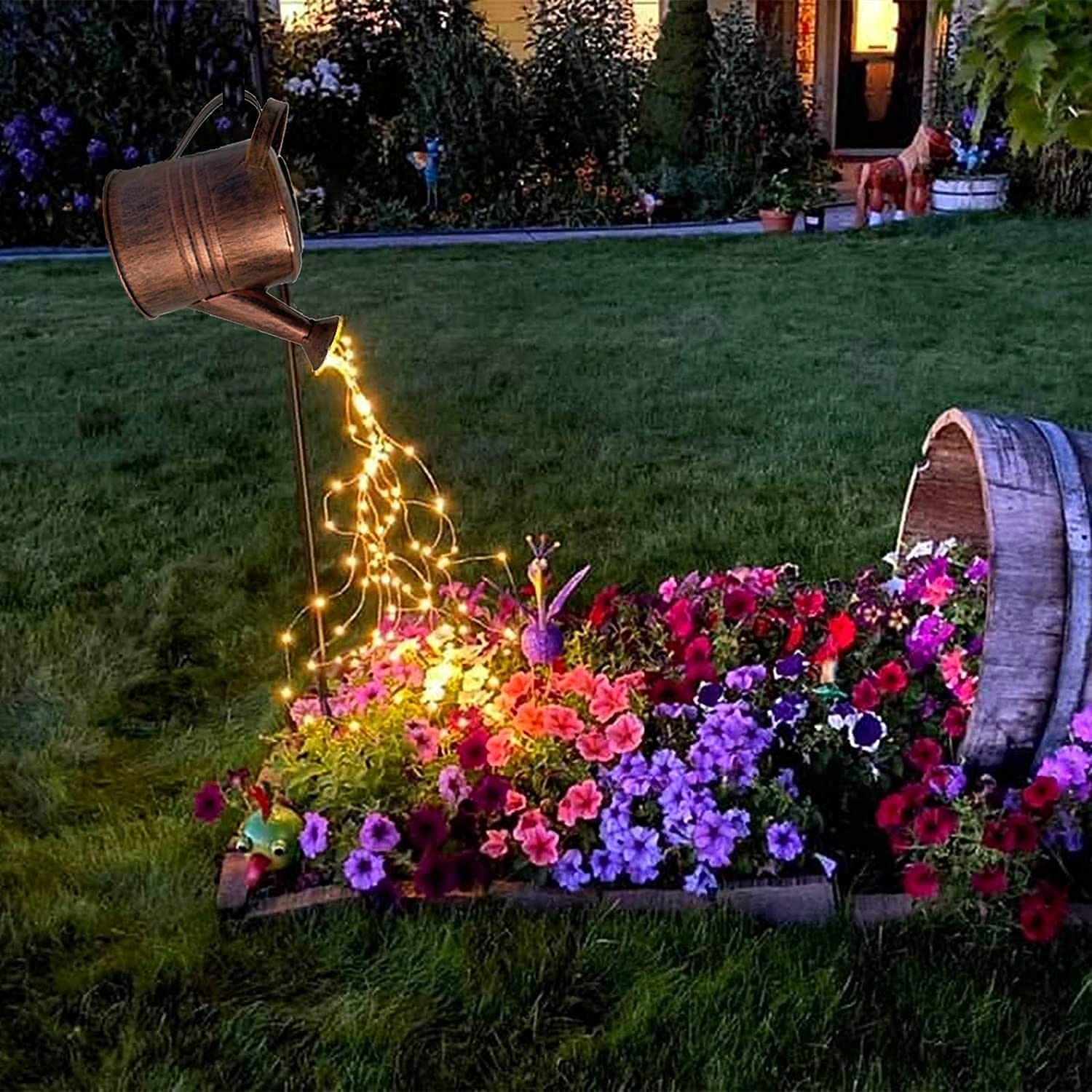 LIFEMET Lampa Solarna Konewka Ozdoba Ogrodowa Wodoodporna LED Sztuka Ogrodu