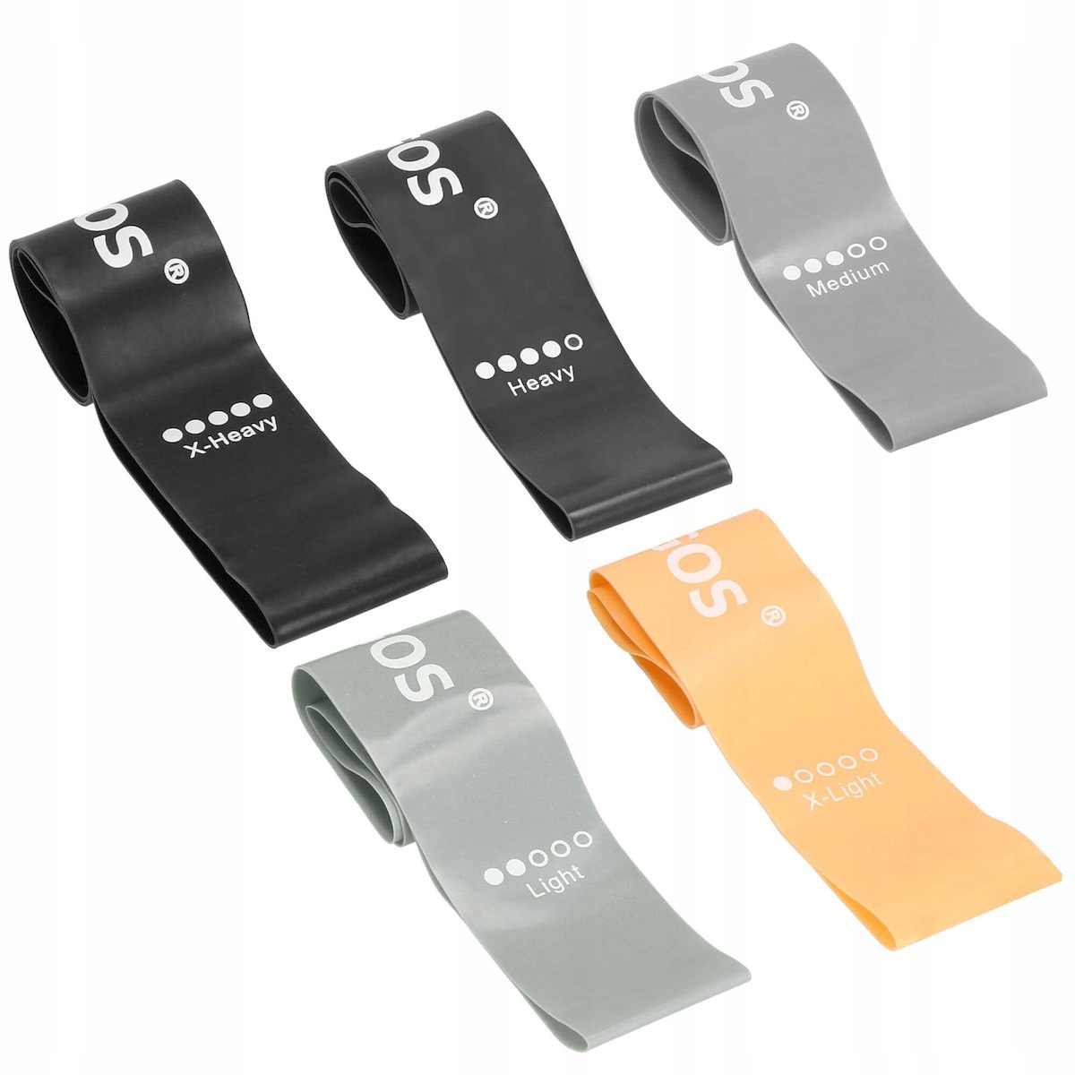 ZESTAW 5 GUM DO ĆWICZEŃ TAŚMY OPOROWE MINI POWER BAND ROZCIĄGANIA 1-25kg Kolor dominujący wielokolorowy