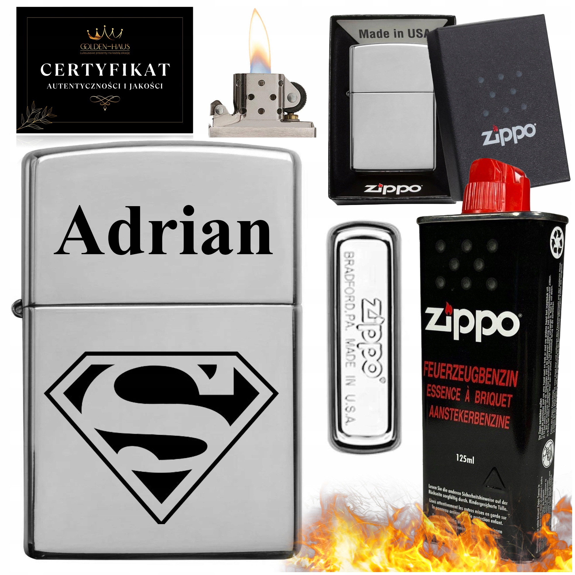Zippo Set Pre Manžela, Otca, Dedka, Chlapa, Muža Gravírovanie
