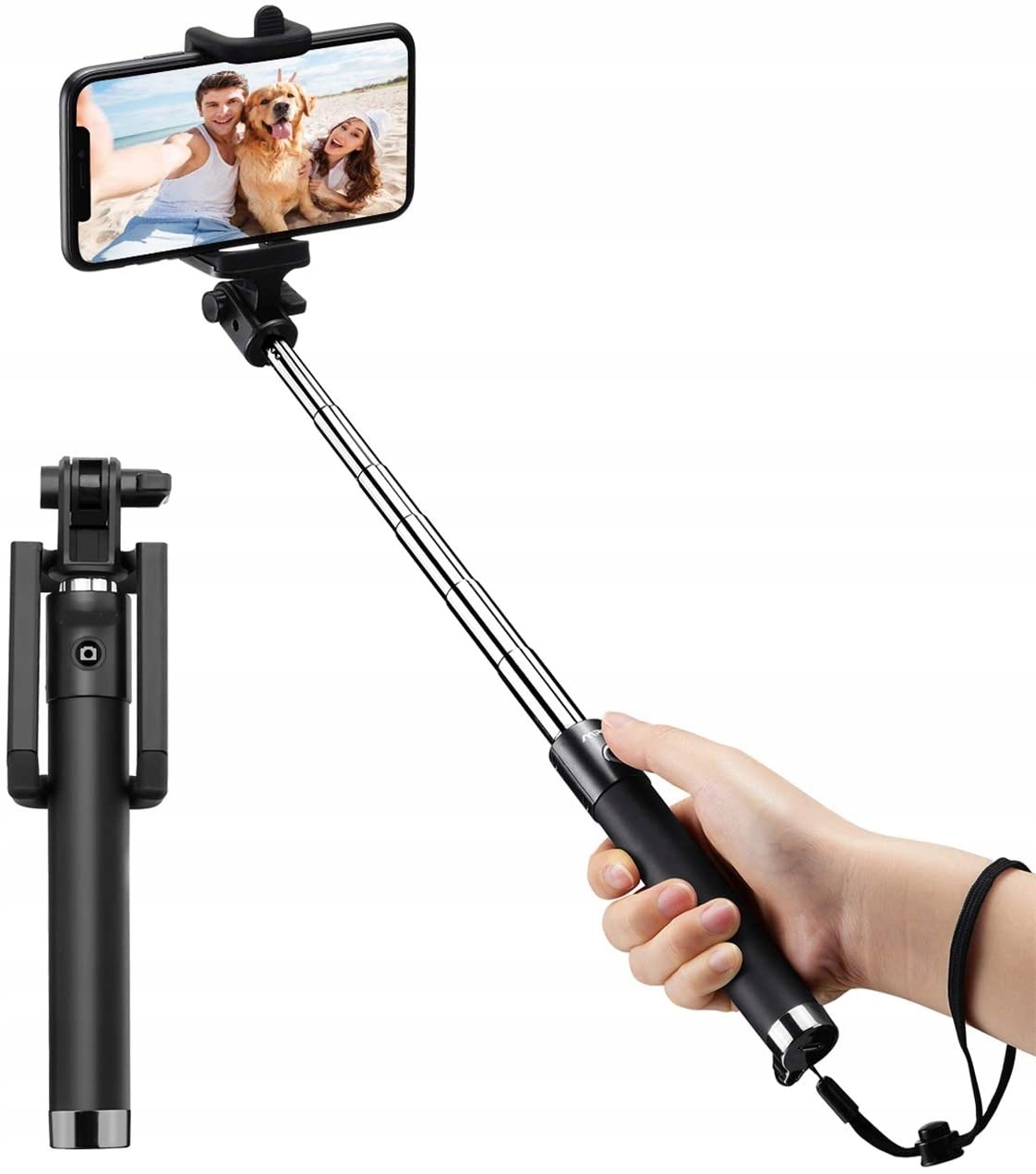 

Kijek Selfie Stick Z Kablem Uchwyt Monopod Solidny
