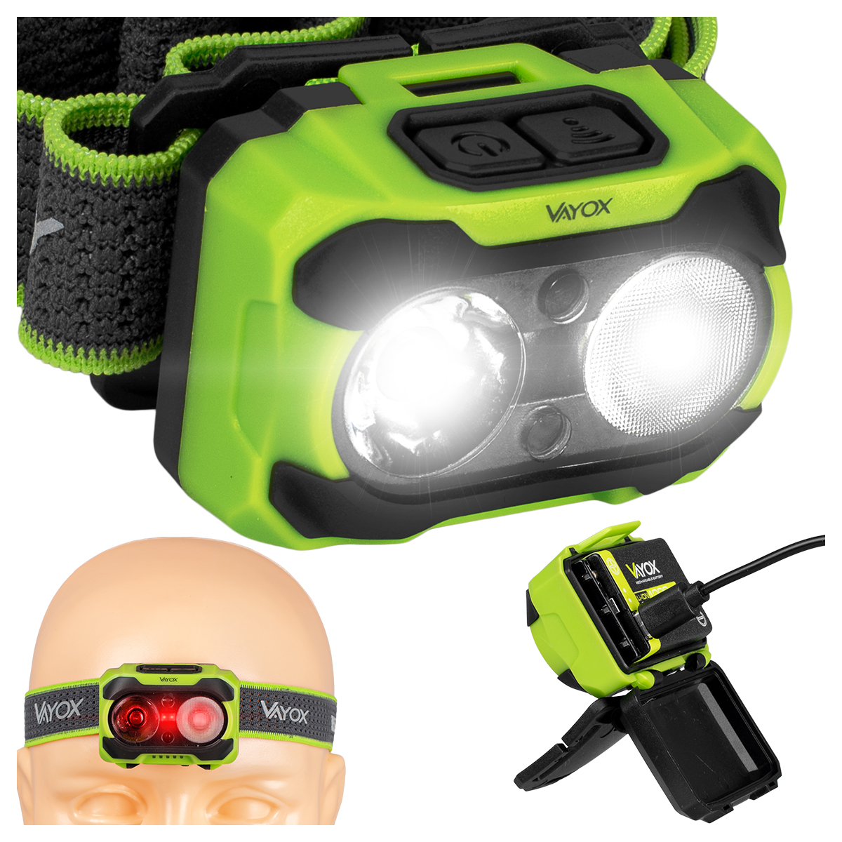 Latarka Czołowa Led Czołówka Akumulatorowa Hybrydowa Usb-c 600lm Pro Vayox
