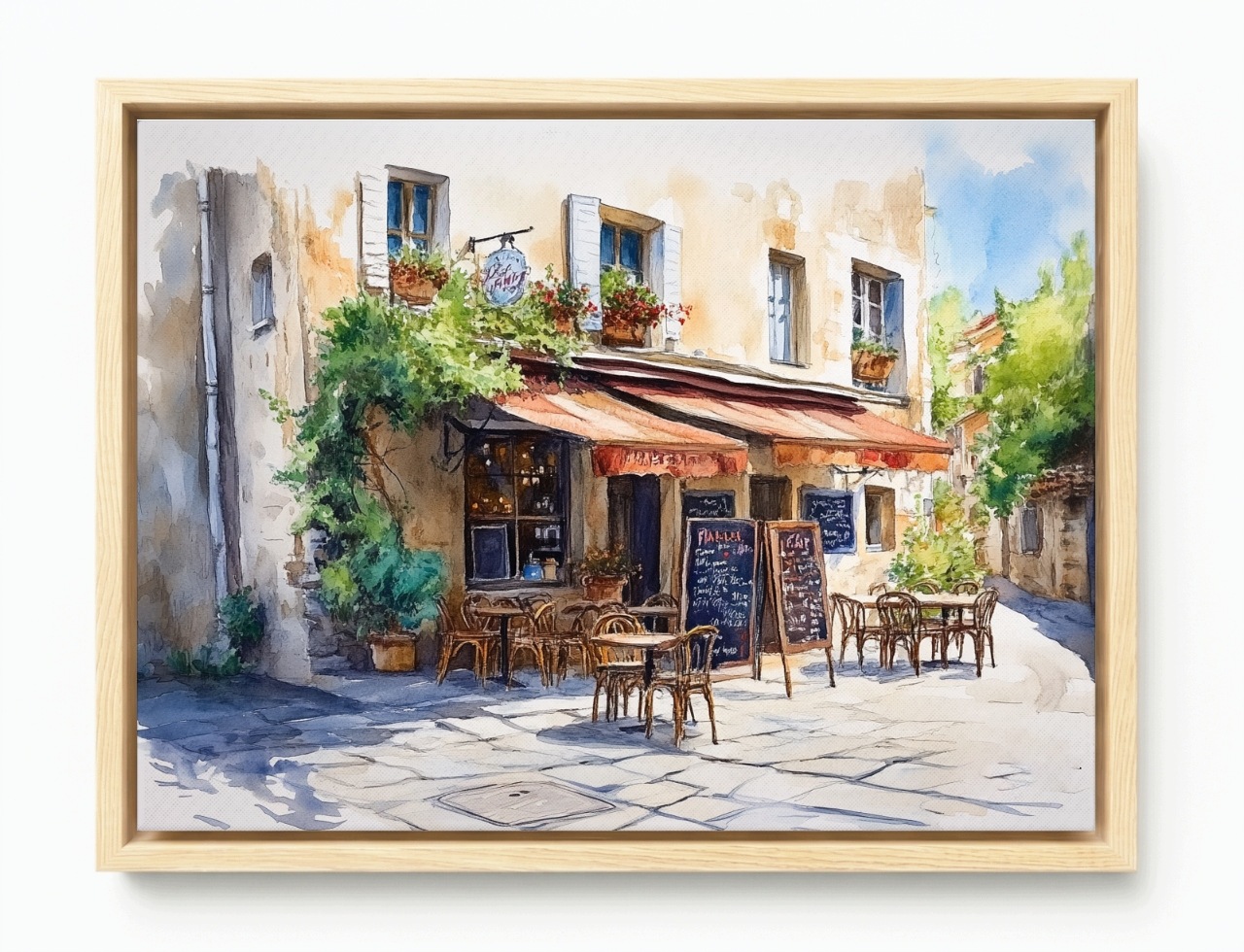 Obraz Rám American Box Kaviareň Ulička Francúzsko Provence Akvarel 80x60