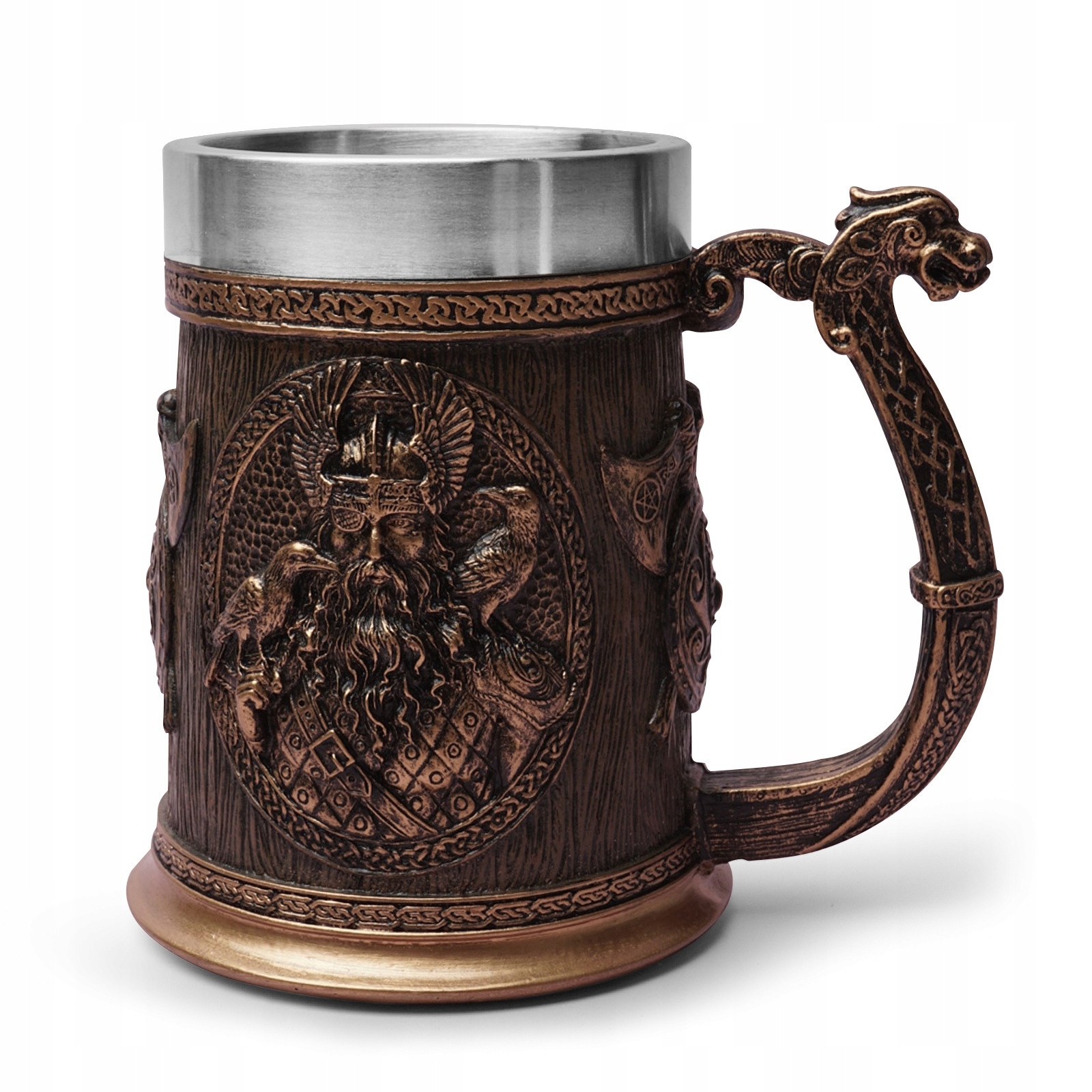 Epický Pivní Sklenice Hrnek Odyn Ygg Strašlivý Nerezová Ocel 550 ML Larp Rpg