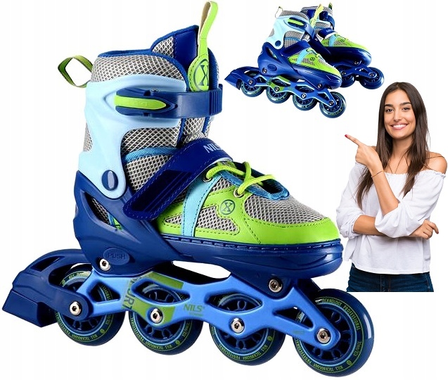 Brusle 2v1 Nils Extreme Hliníková ližina Nastavitelné S 31-34 18-20CM Pevné