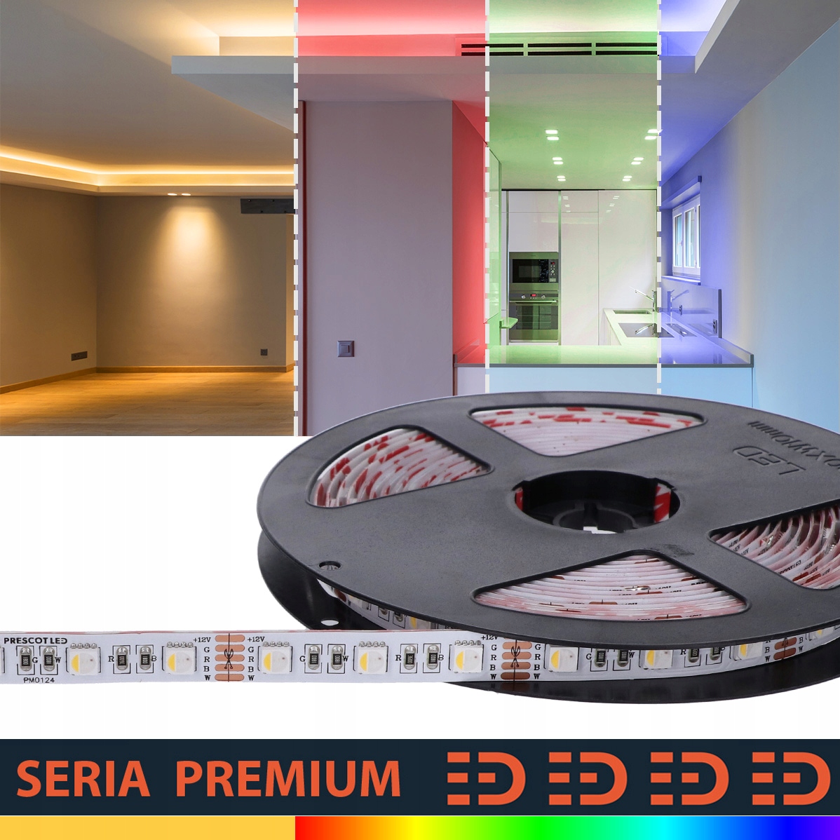 Led pásik Plné Rgb teplá biela|24V|60 LED/m|Rolka 10 m|5 rokov záruka