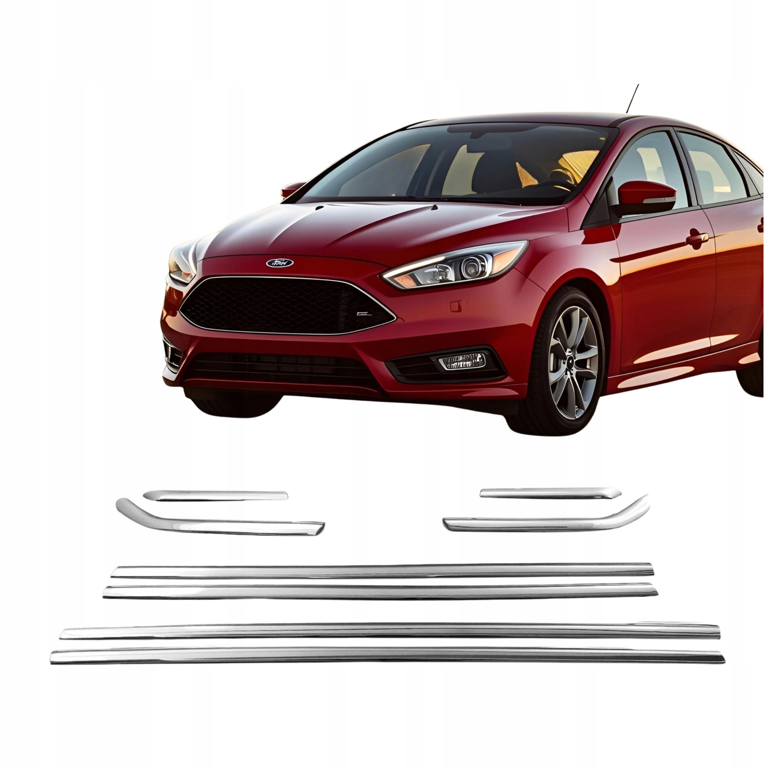 Lišty nad bočními skly nerezová ocel chrom Ford Focus 2011-2017 sedan