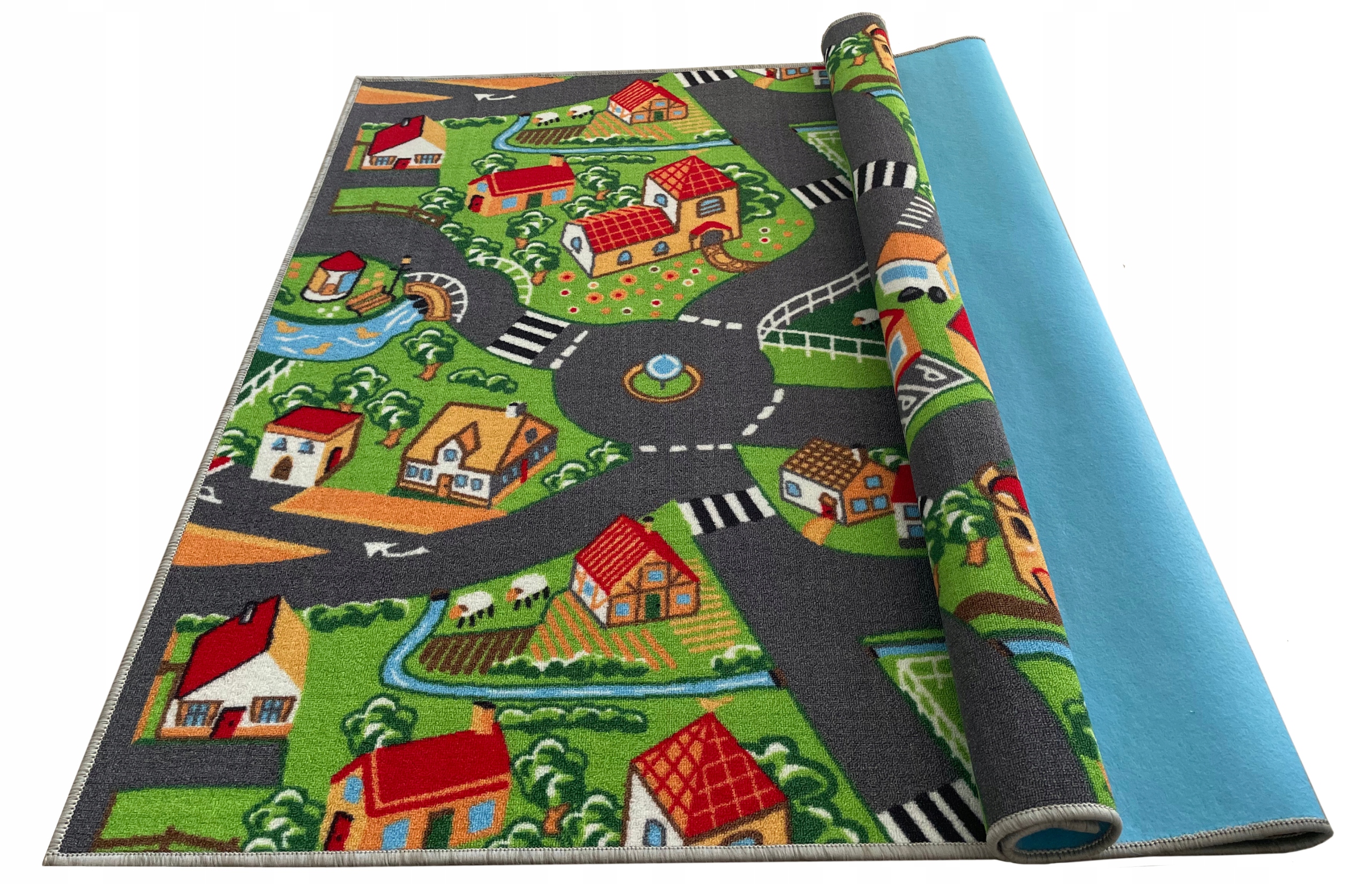 DYWAN DLA DZIECKA 200X350 DROGI AUTA MIASTO WIEŚ