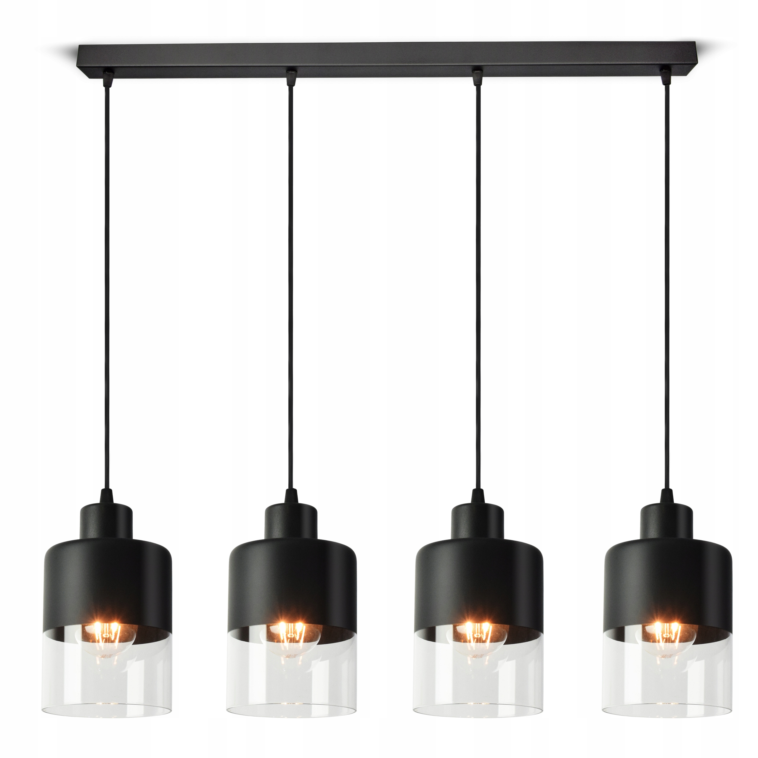 Stropná závesná lampa Luster Dual Glass 568-BZ4 Led E27 Black Edition