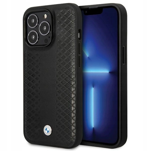 Pouzdro Bmw Leather Diamond Pattern pro iPhone 14 Pro černé