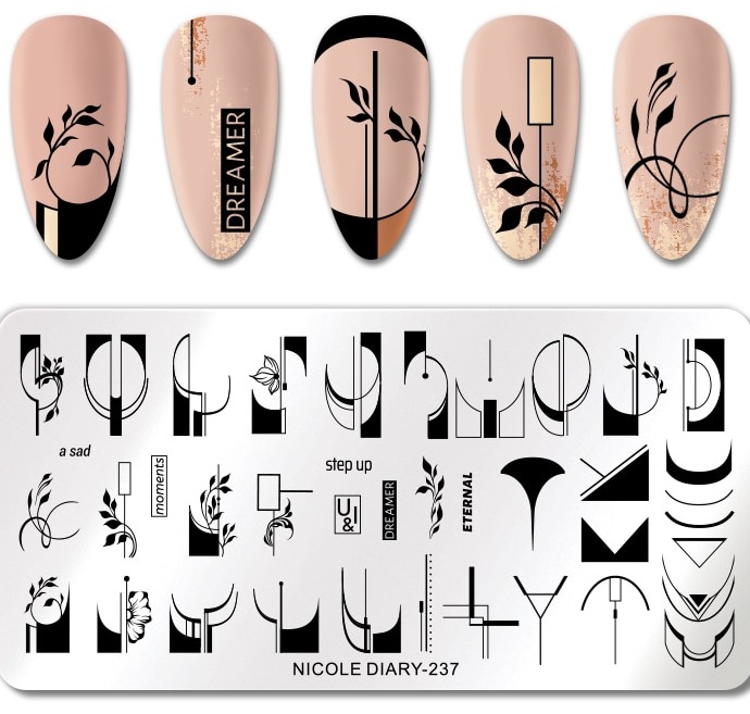 BLASZKA DO STEMPLI ZDOBIENIA PAZNOKCI PŁYTKA LISTKI WZORY Nicole Diary 237