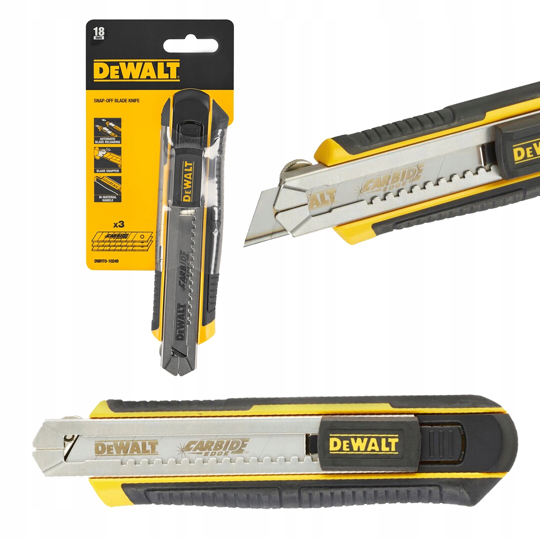 

Nóż nożyk tapeciak z ostrzem łamanym 18mm DeWALT