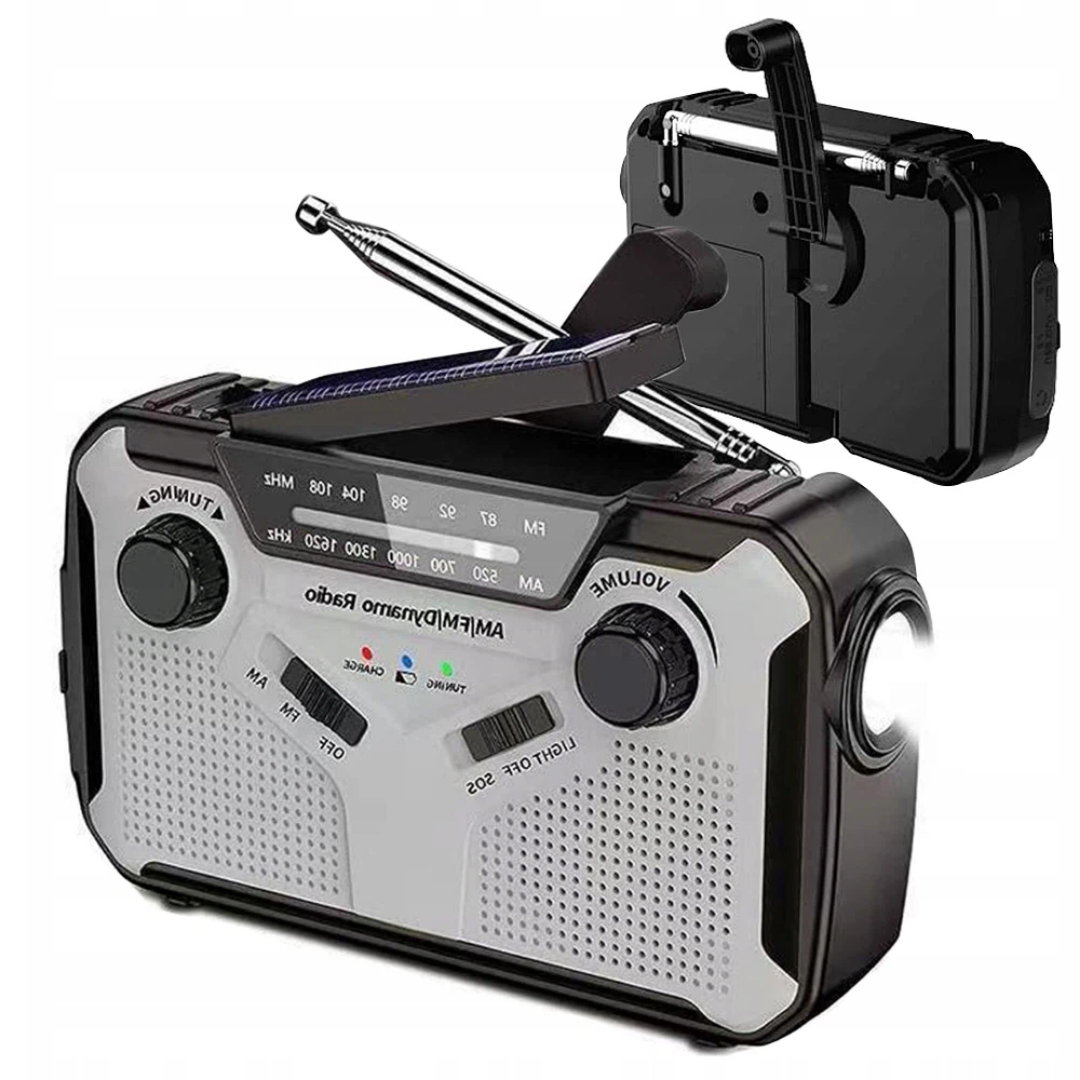 Přenosné Solární Rádio Dynamo Svítilna Omáčka Alarm 4 Režimy Napájení