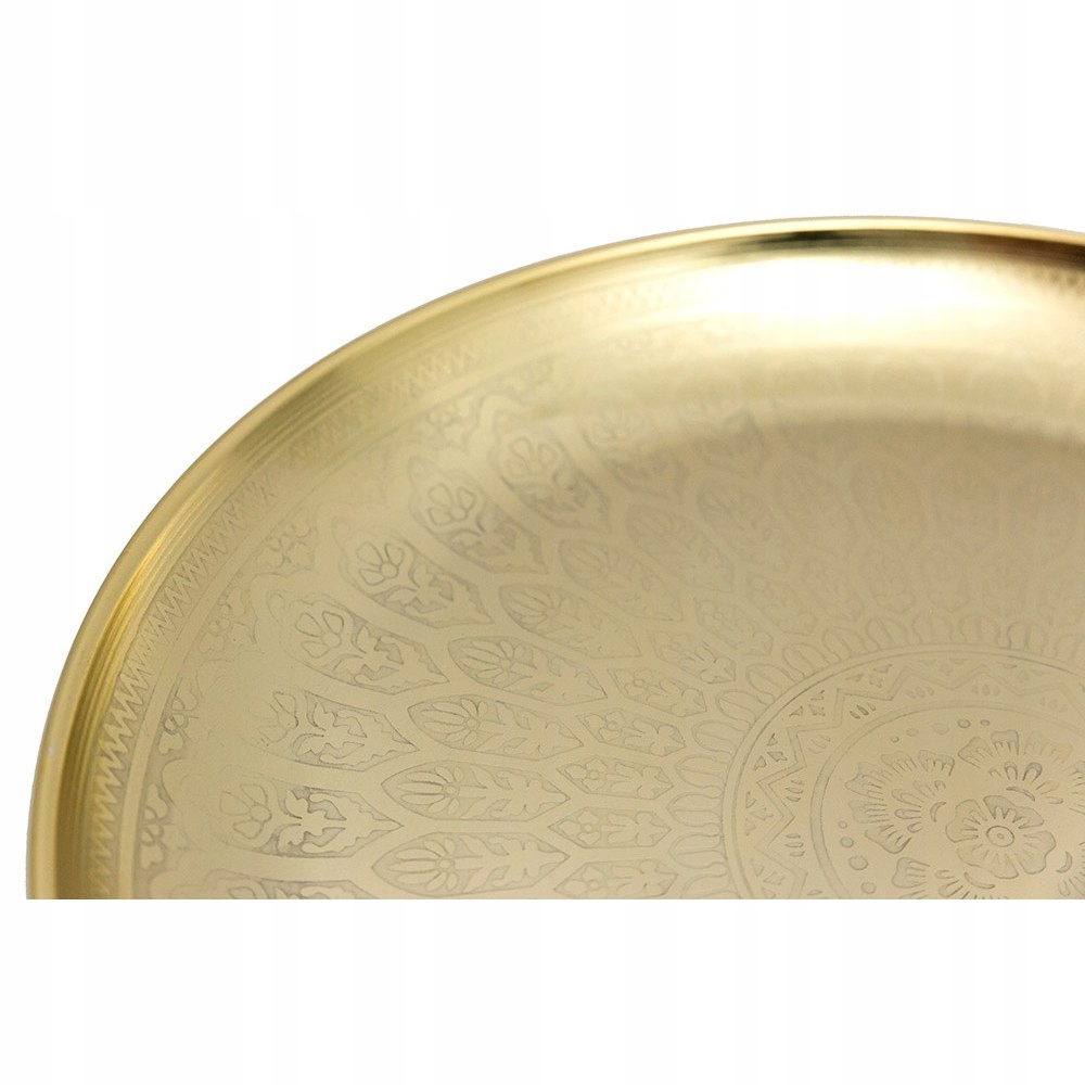 TACA METALOWA ZŁOTA 33cm ZDOBIONA TALERZ MOCNA 30 Marka Styldekor