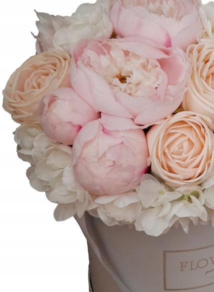 Flower Box svetloružové pivonky peónie pivonky gumové ruže silikón ruža guma