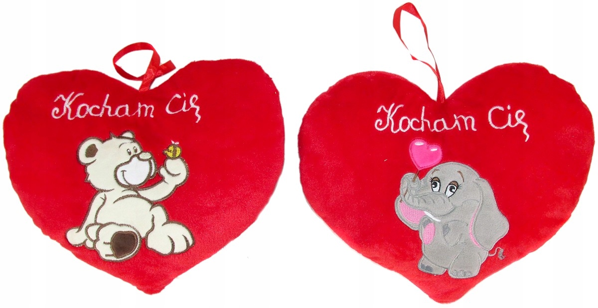 Poduszka Serce Kocham Cię Miś Słoń 30cm WALENTYNKI