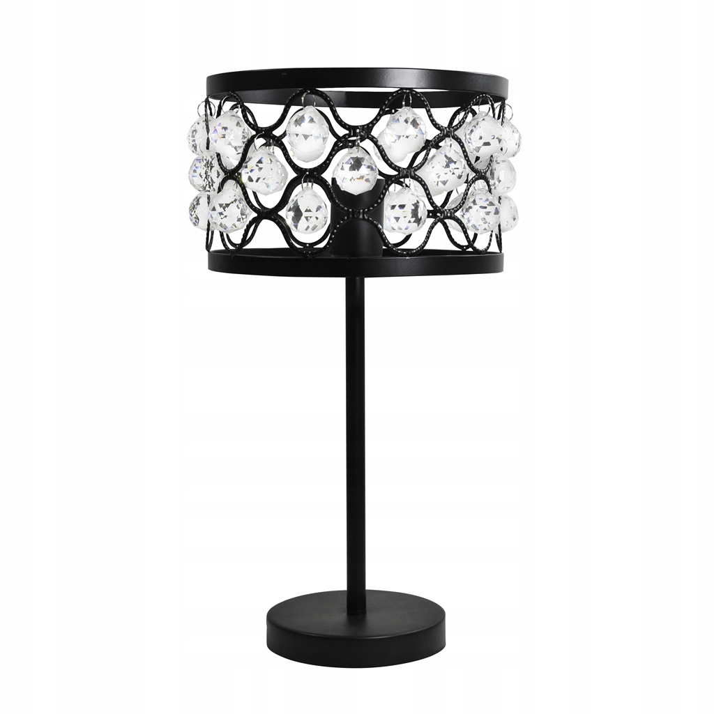 LAMPKA NOCNA STOŁOWA KRYSZTAŁOWA CZARNA E27 LED
