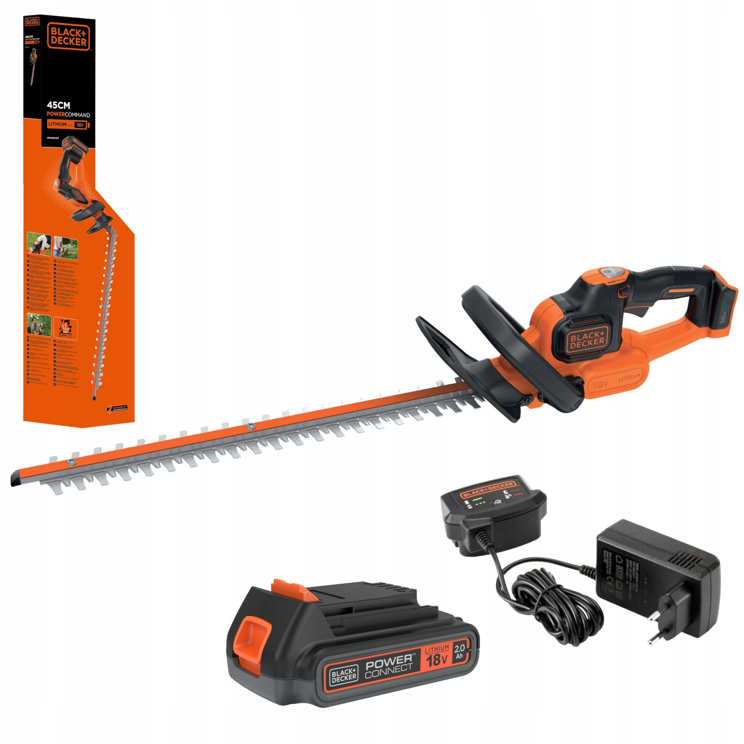 Akumulátorové nůžky na živý plot 45 cm Black+Decker GTC18452PC-QW 1x2Ah 18V