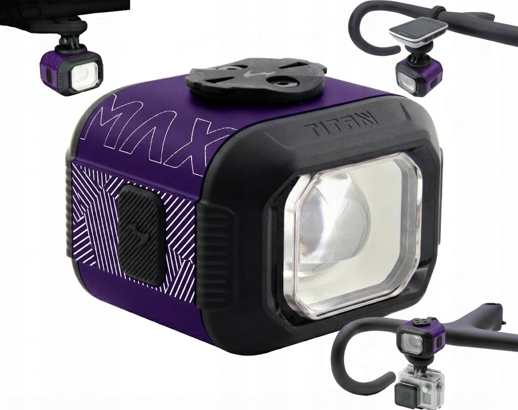 Přední světlo na kolo Moon Titan Max 1700 lm s držákem GoPro Purple