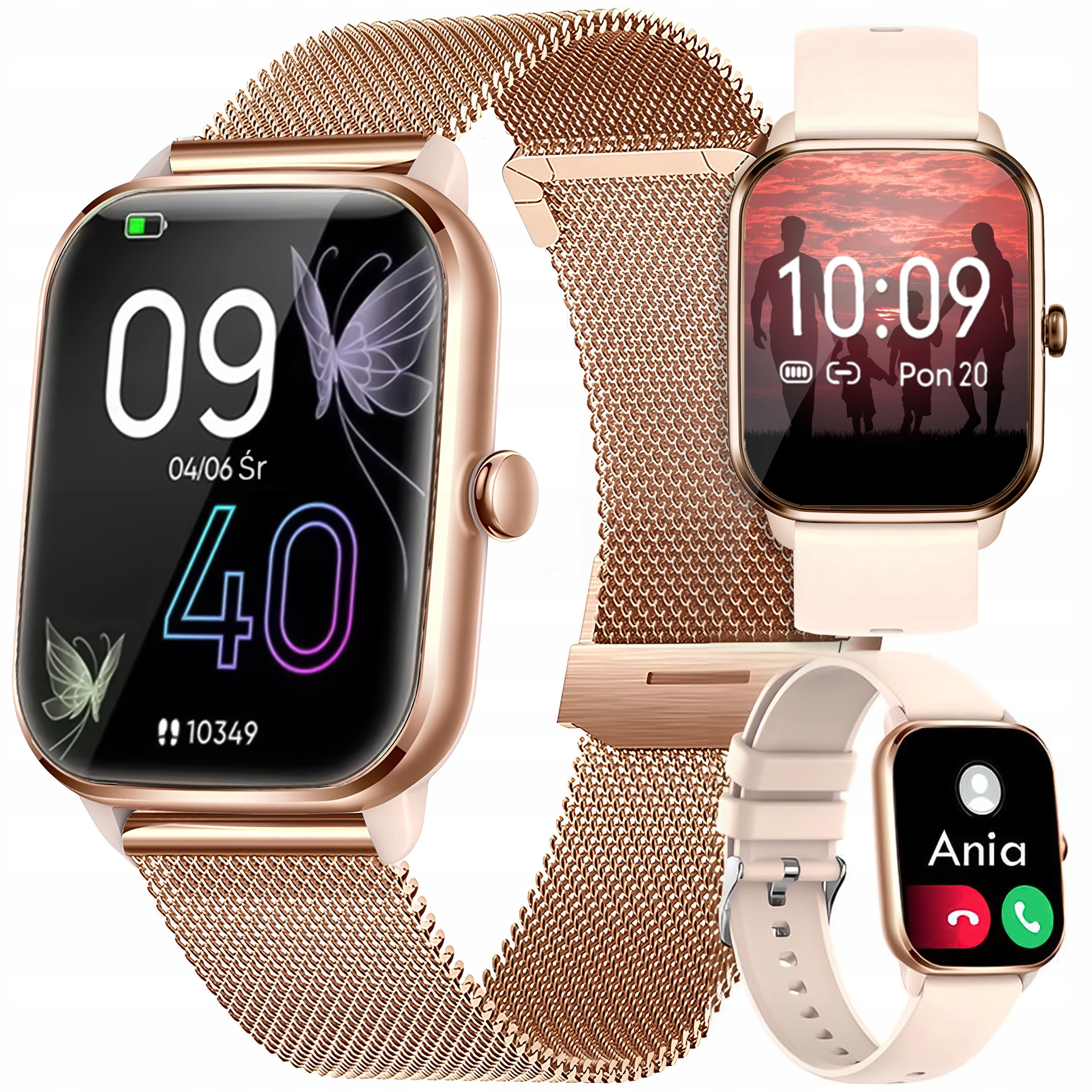 SMARTWATCH ZEGAREK DAMSKI POLSKIE MENU ROZMOWY SMS SMART WATCH + 2 PASKI Marka DT