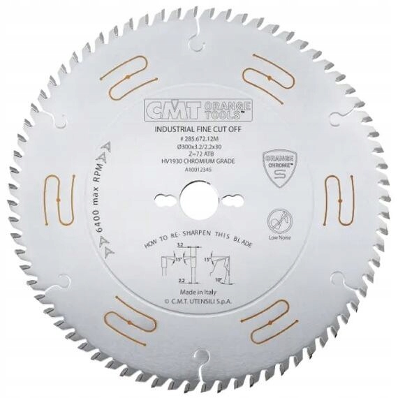 Cmt Chrome pilový kotouč pro podélné a příčné řezy D250*3,2mm, d=30mm Z40 H