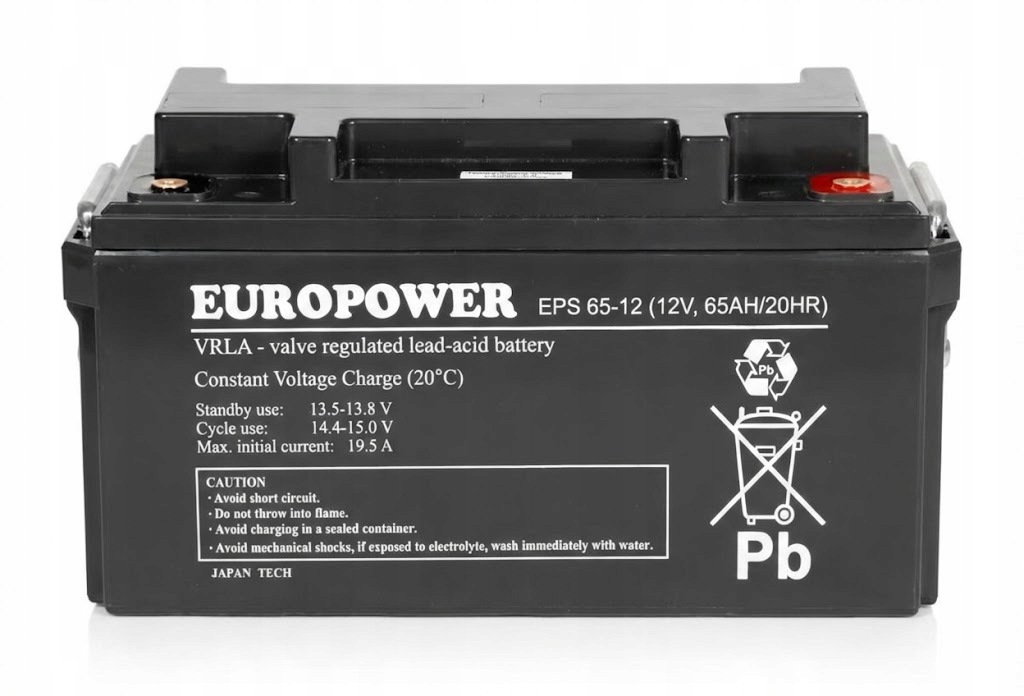 Akumulator 12V 65Ah Eps 65-12 Long Life do centrali automatyki przemysłowej