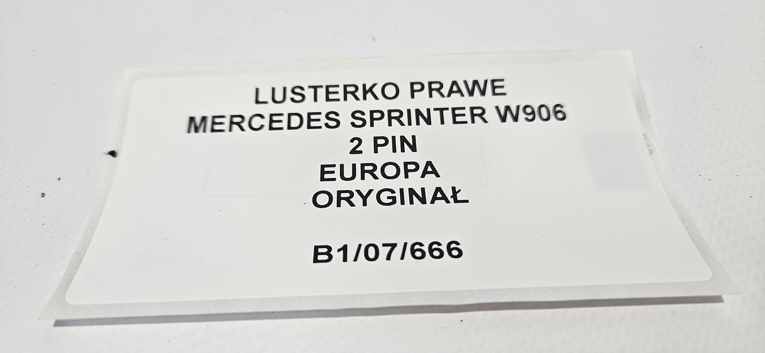 mirror right MERCEDES SPRINTER W906 2 PIN EUROPA