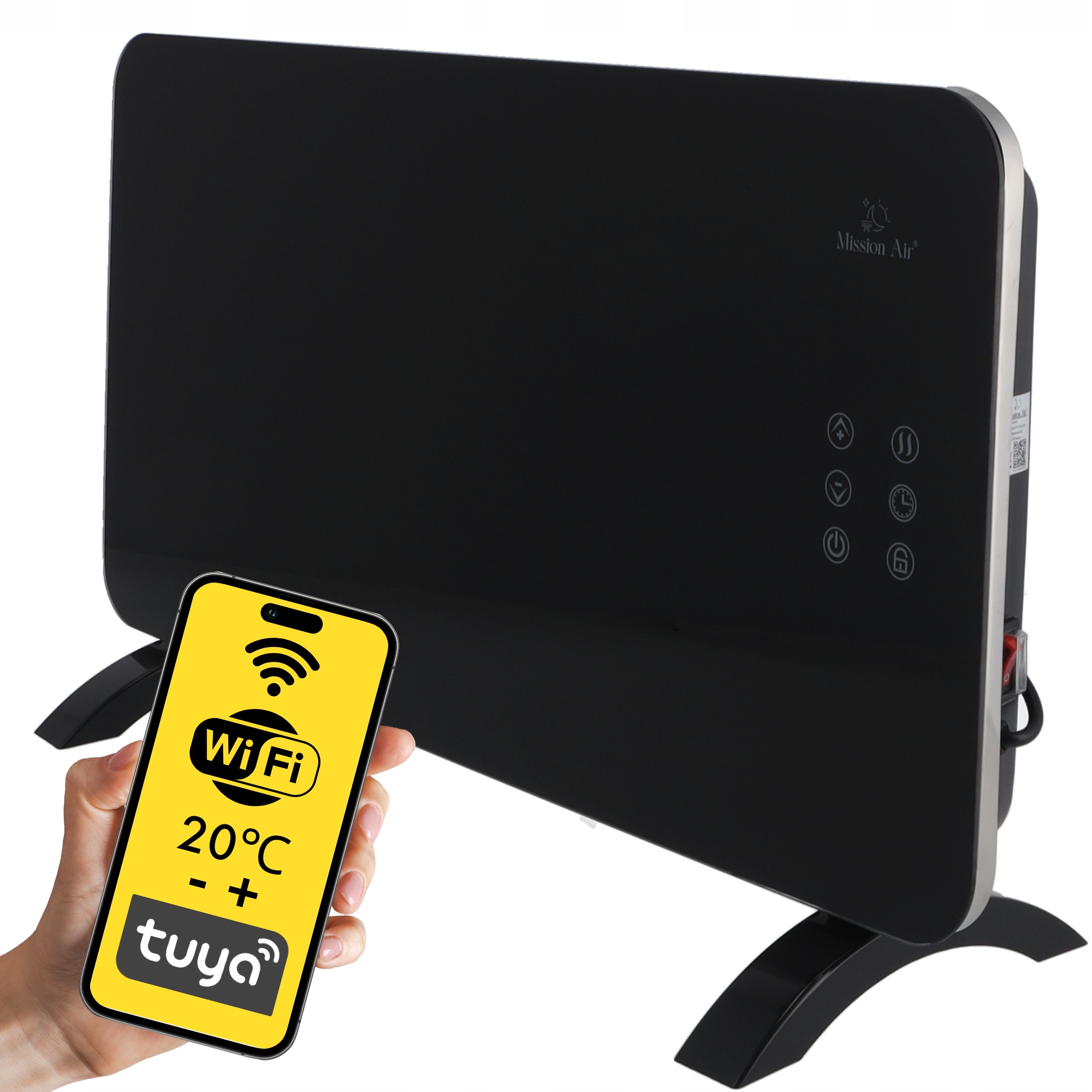 Elektrický Konvektorový Ohřívač Skleněný Panel energeticky úsporný 1500W WiFi