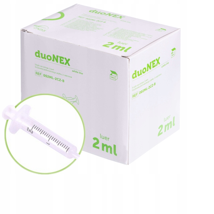

Strzykawki Duonex 2-częściowe 2 ml 100 sztuk