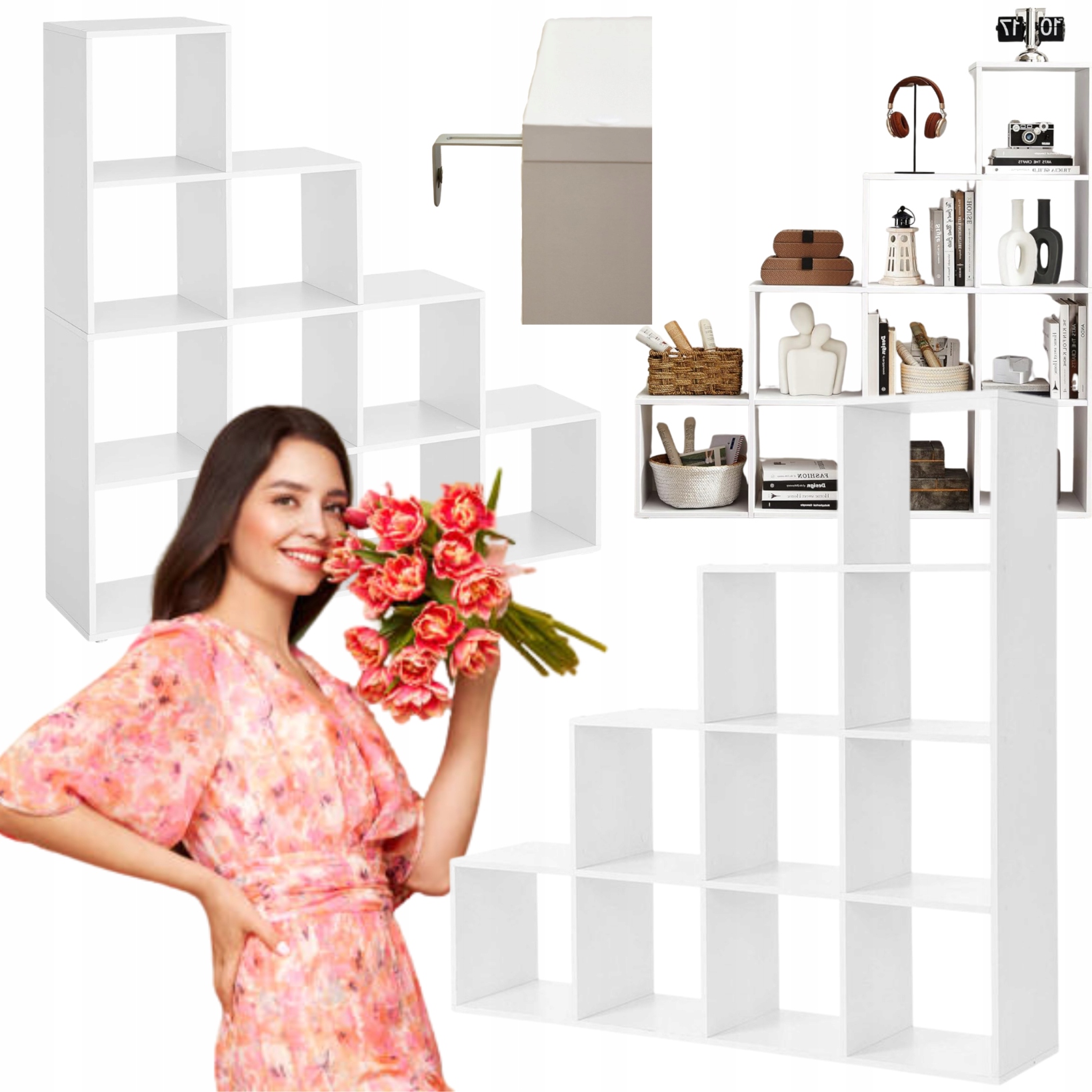 Regál Komorový Biely Podlahový na hračky Knihy do obývačky Loft