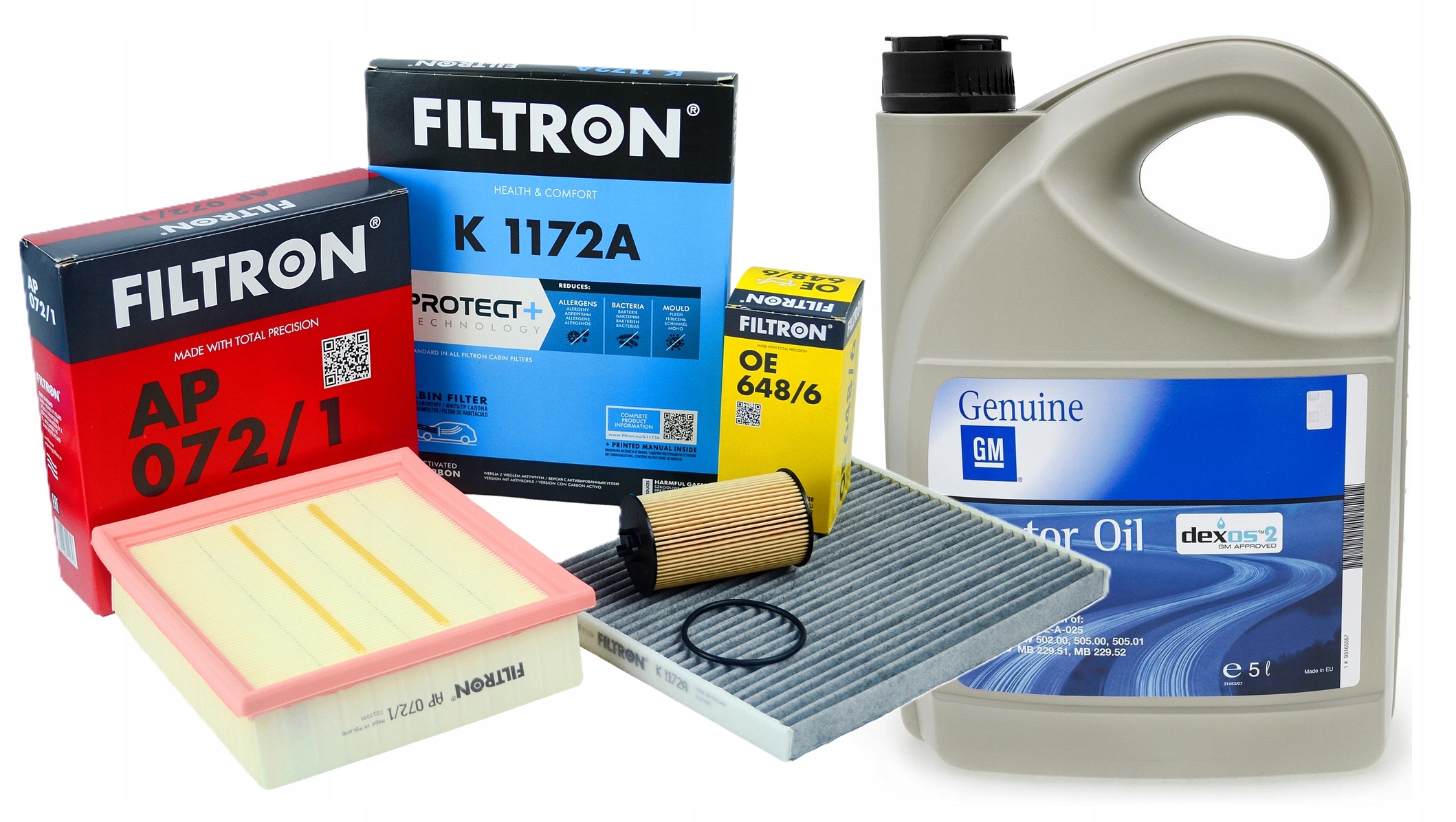 Sada 3 filtrů Filtron Opel Corsa D E 1.0 1.6 olej Gm Dexos2 5W30 5L