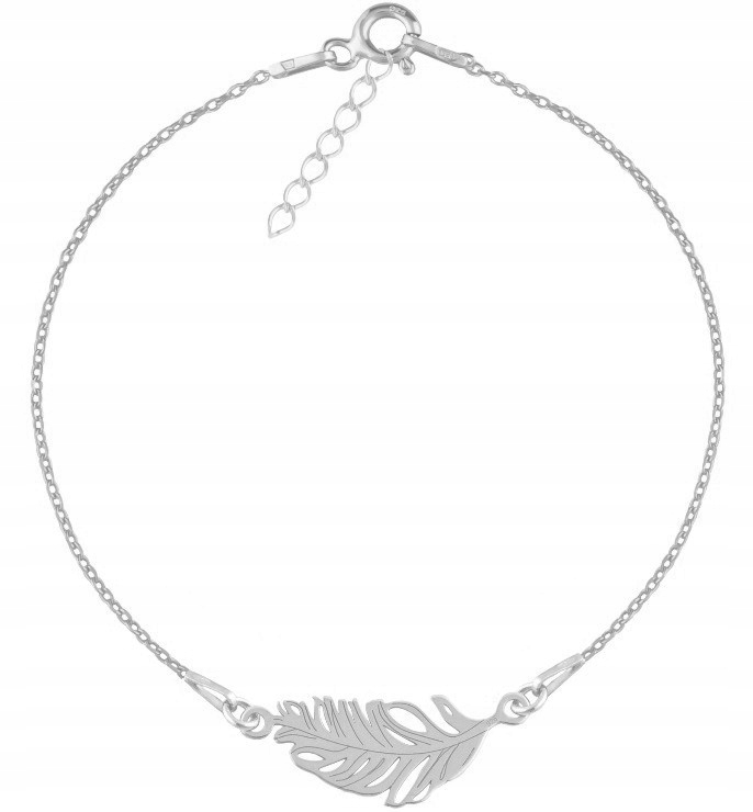 

Srebrna bransoletka na nogę z piórkiem piórko 925