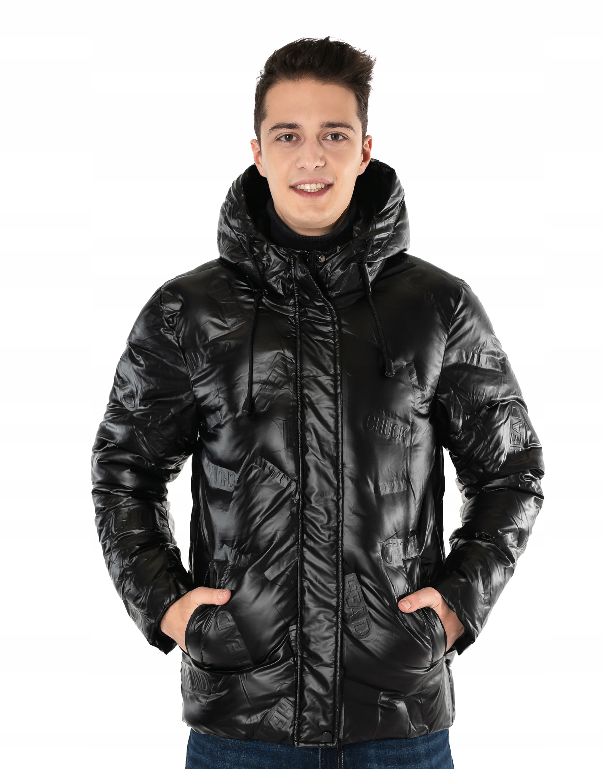 Teplá zimní pánská zateplená péřová bunda s prošíváním na zimu 36015-01, velikost M