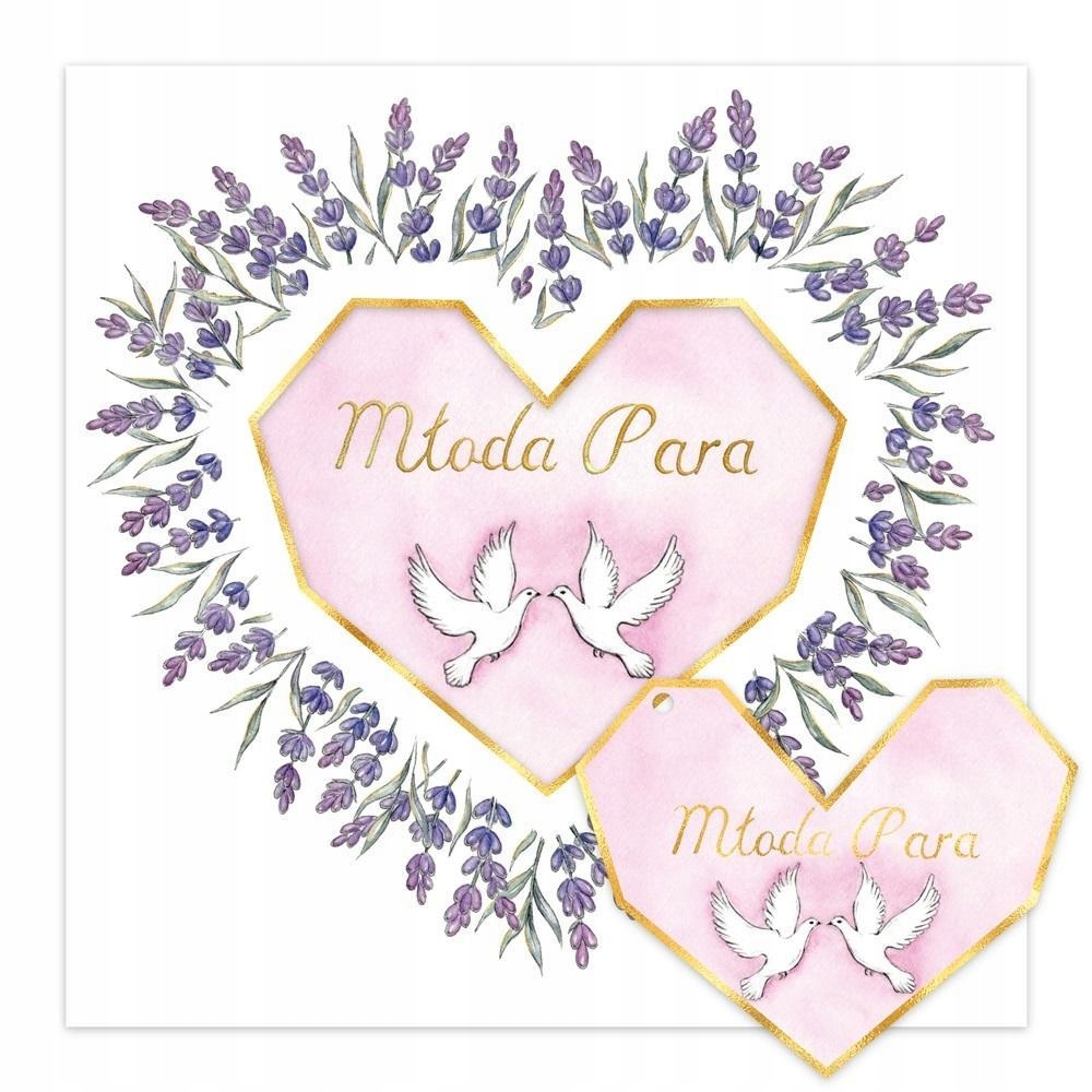 KARNET KW ŚLUB LAWENDOWE SERCE